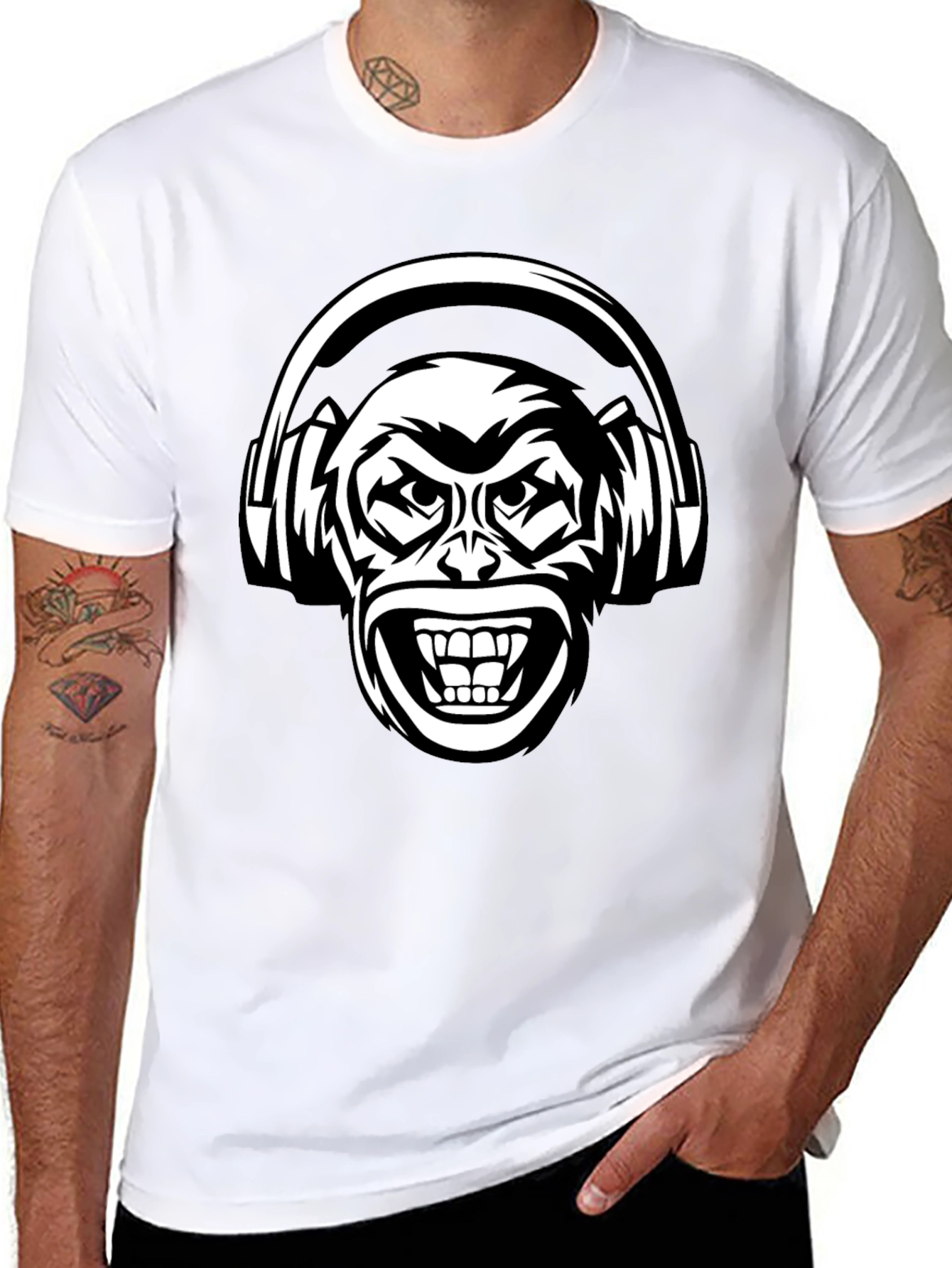 Cool Monkey DJ T-Shirt - Black Graphic Tee