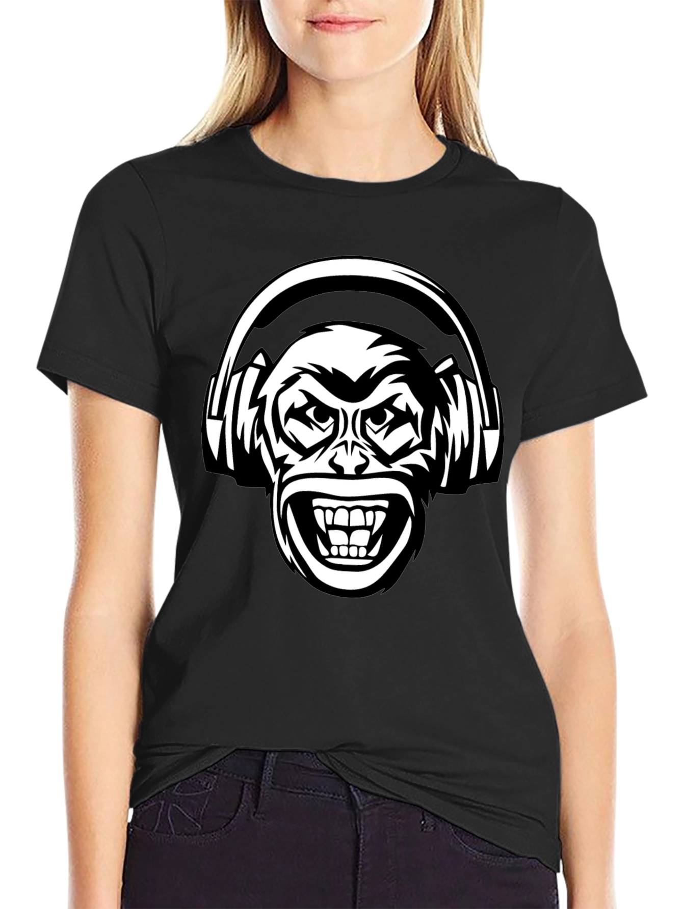 Cool Monkey DJ T-Shirt - Black Graphic Tee