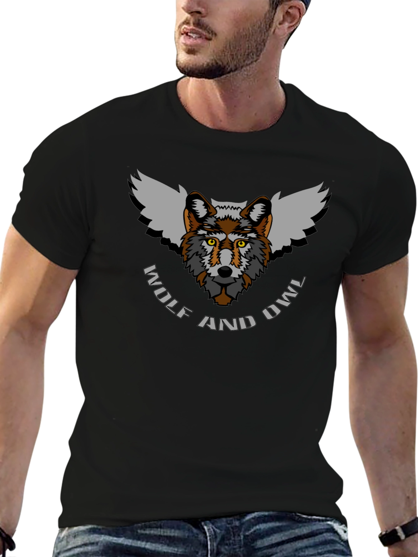 Wolf and Owl Graphic Tee - Unique Design