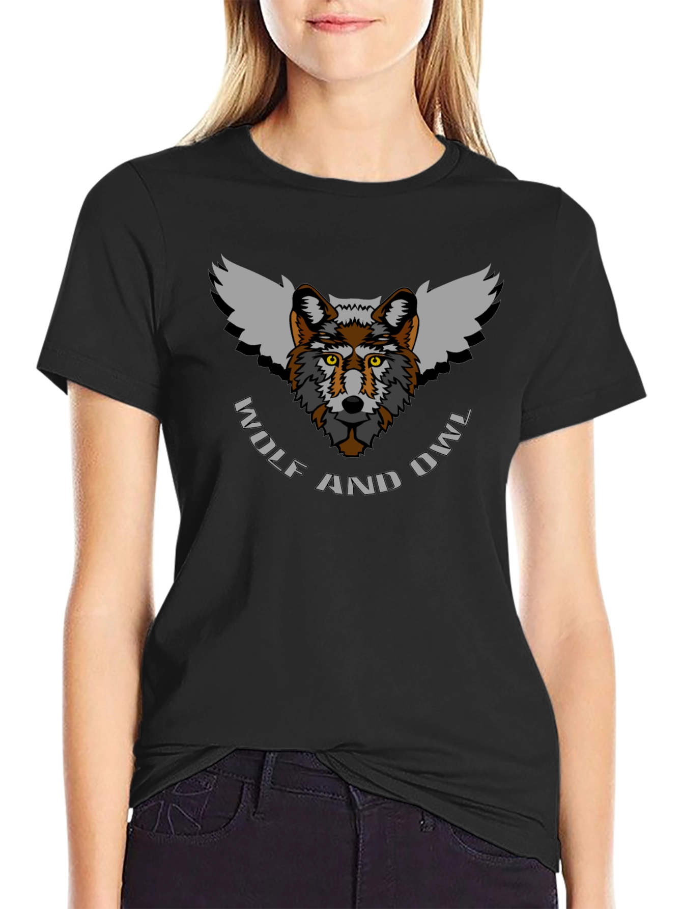 Wolf and Owl Graphic Tee - Unique Design