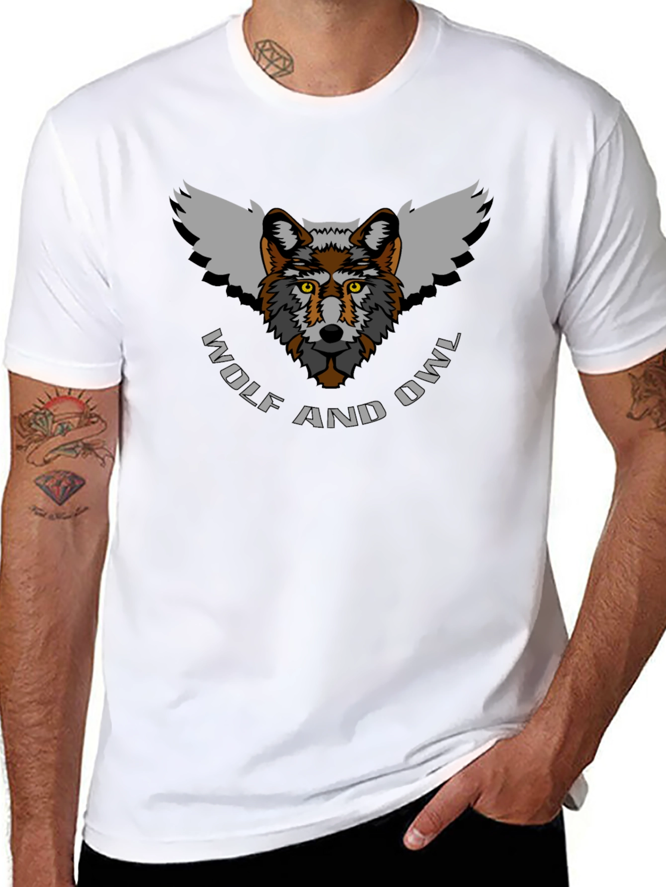 Wolf and Owl Graphic Tee - Unique Design