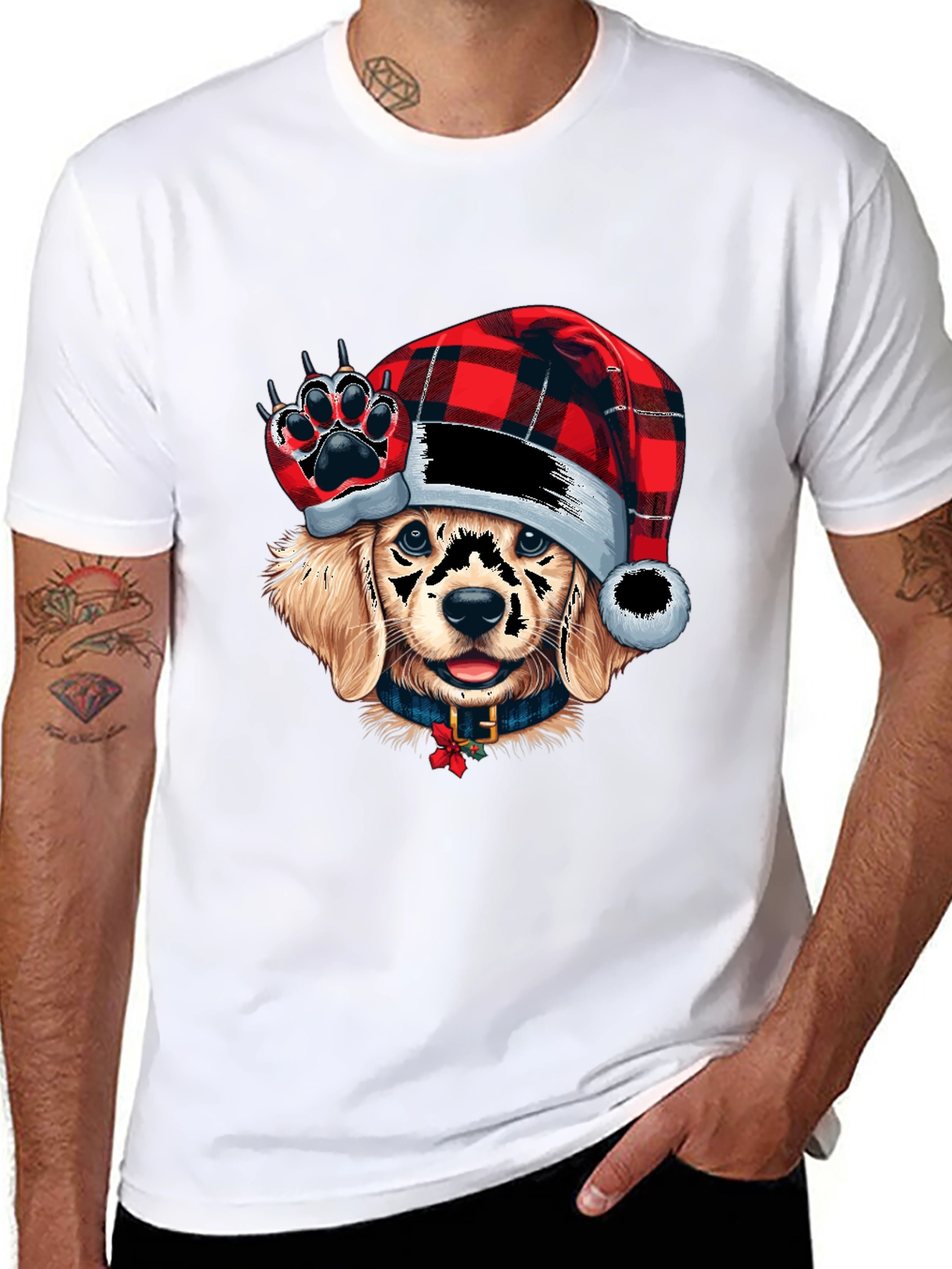 Festive Dog Graphic Tee - Holiday Style
