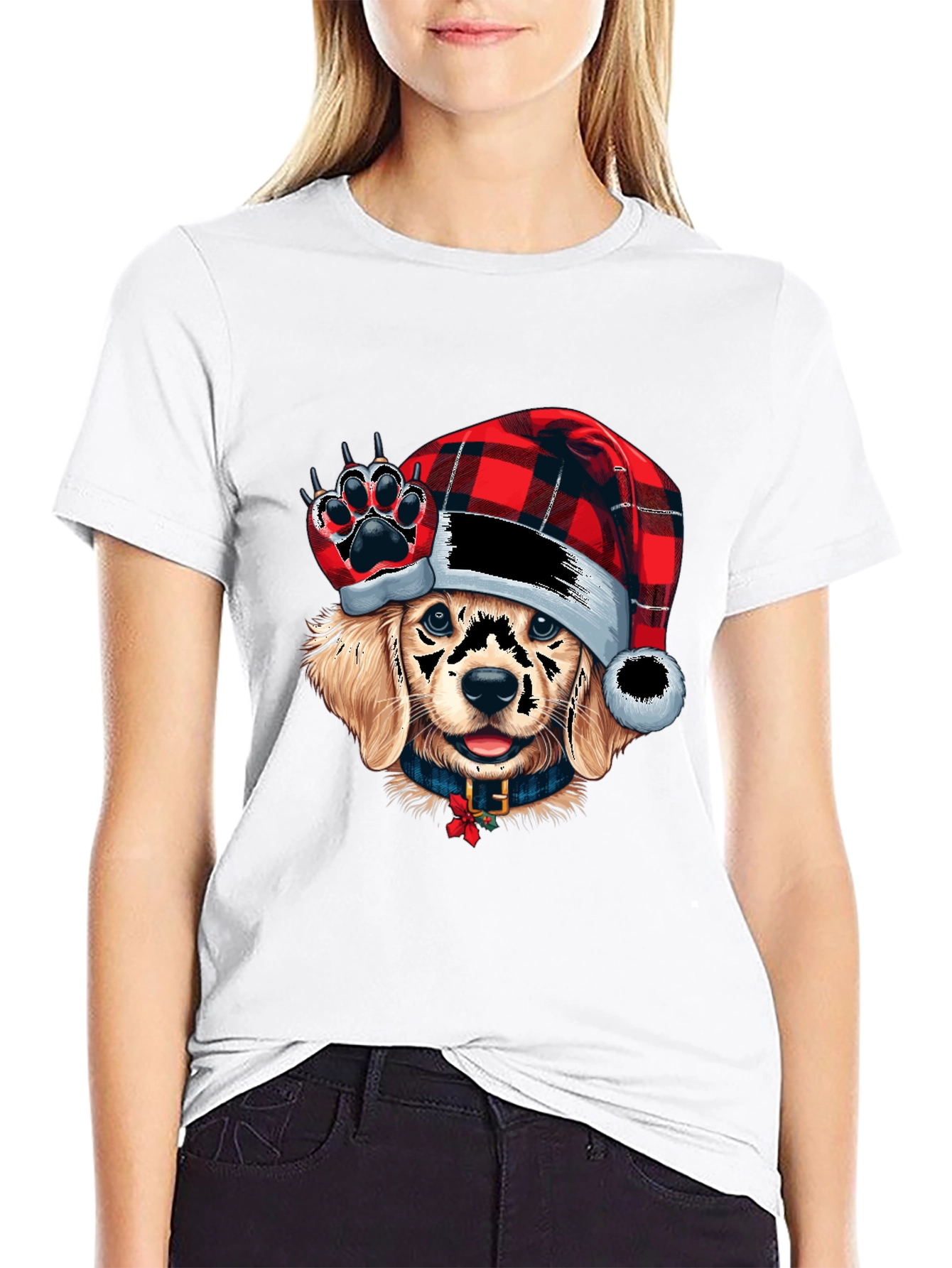 Festive Dog Graphic Tee - Holiday Style