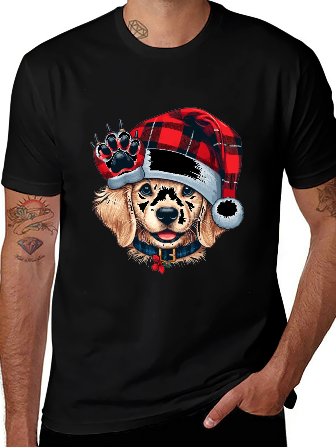 Festive Dog Graphic Tee - Holiday Style