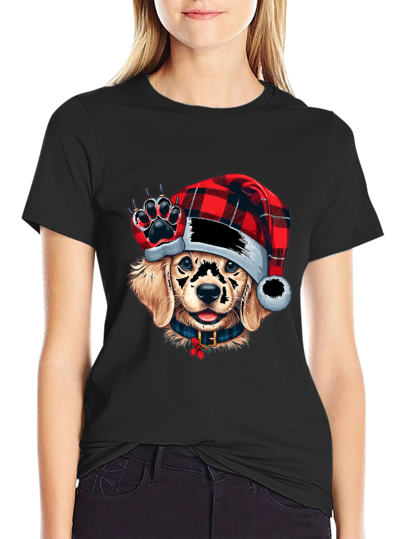 Festive Dog Graphic Tee - Holiday Style