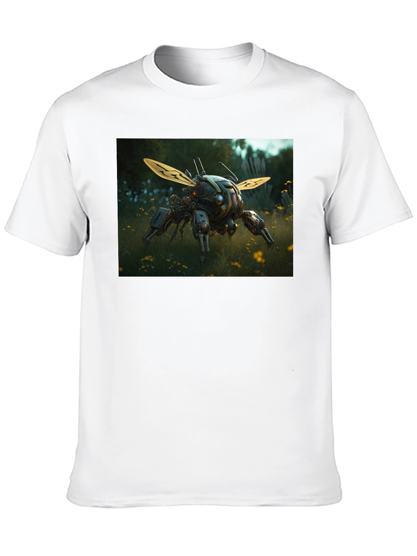 Robotic Insect Graphic Tee - Black Cotton Blend