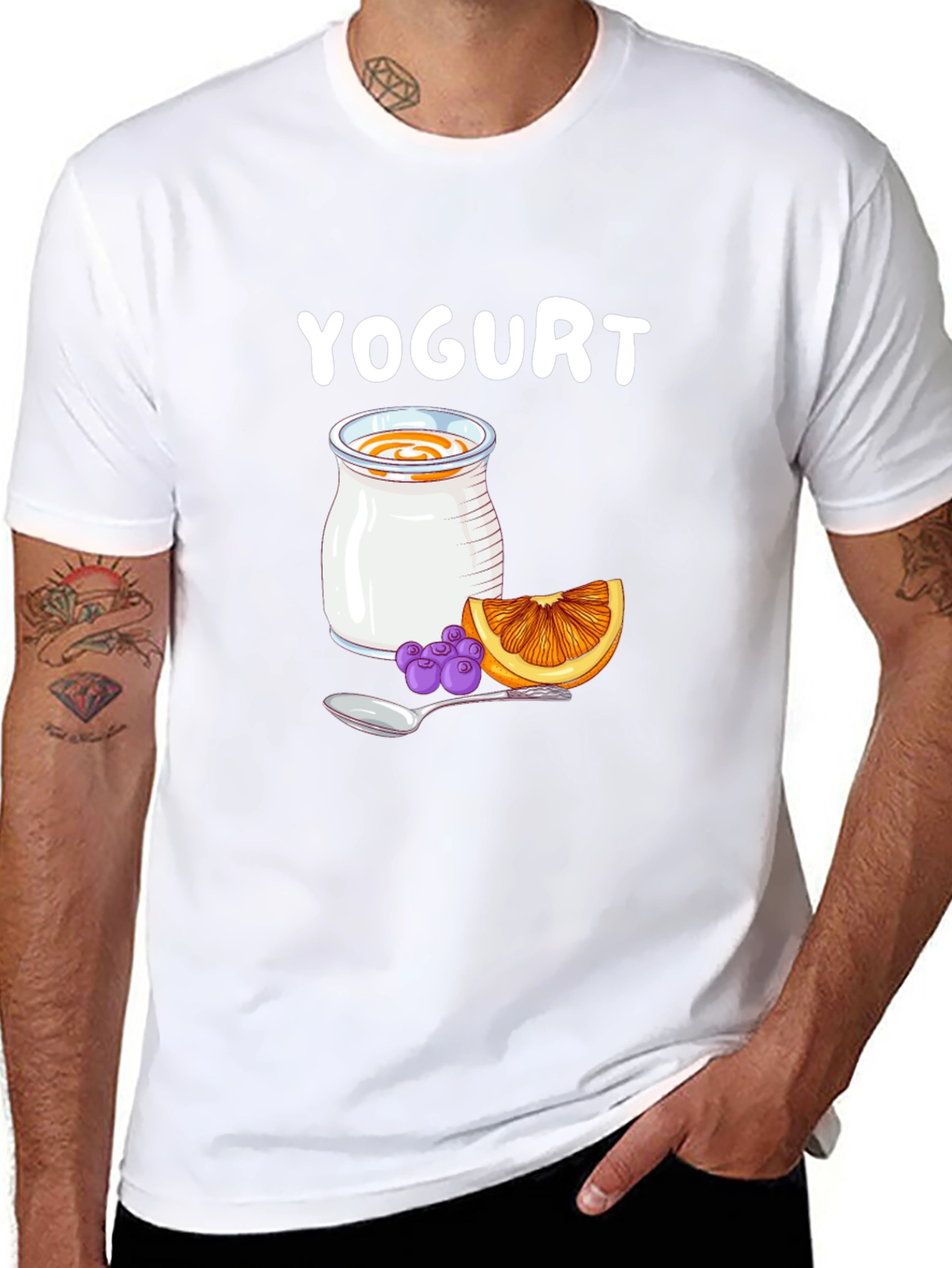 Yogurt Graphic T-Shirt - Fruit & Spoon Design
