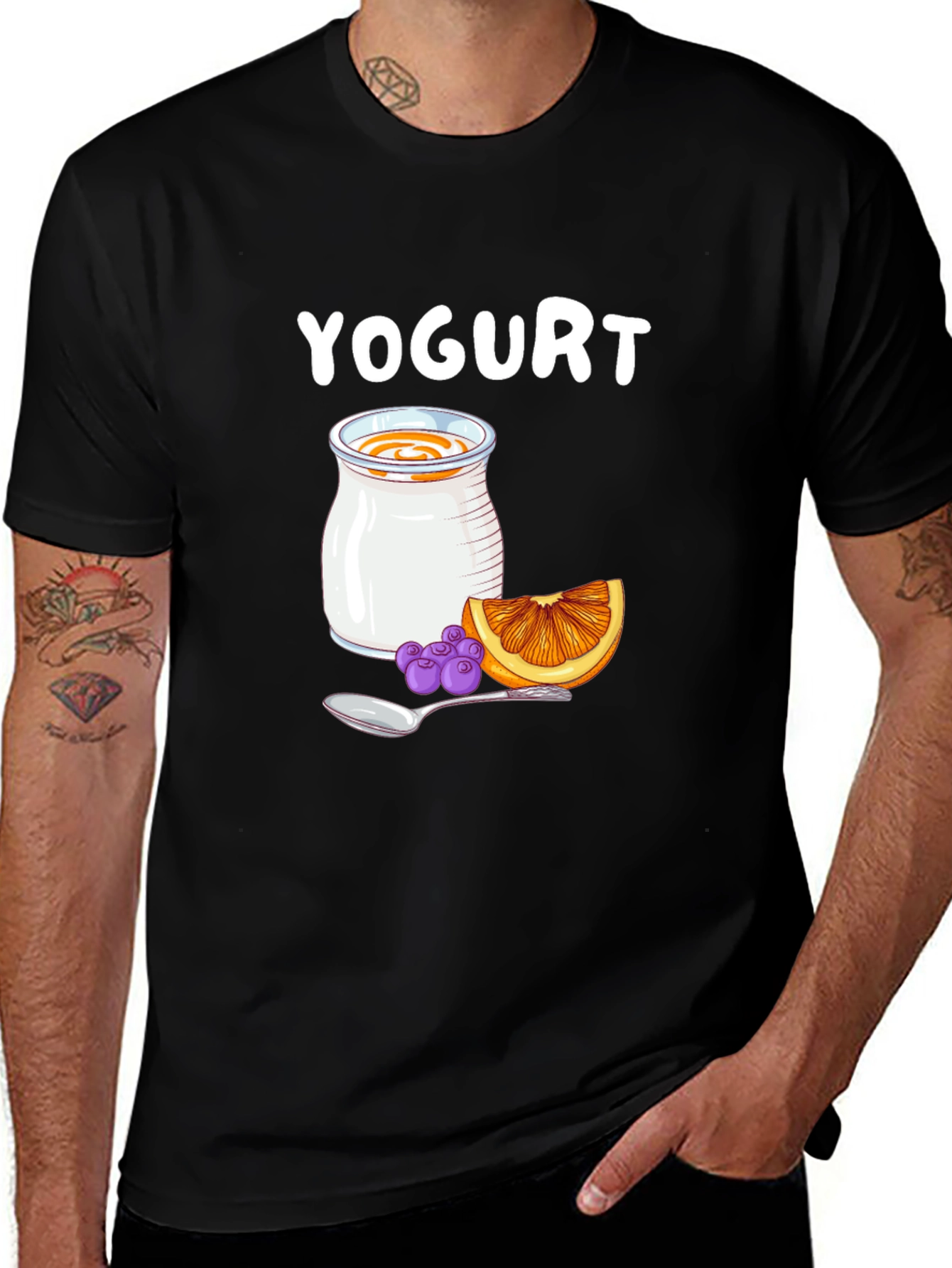 Yogurt Graphic T-Shirt - Fruit & Spoon Design