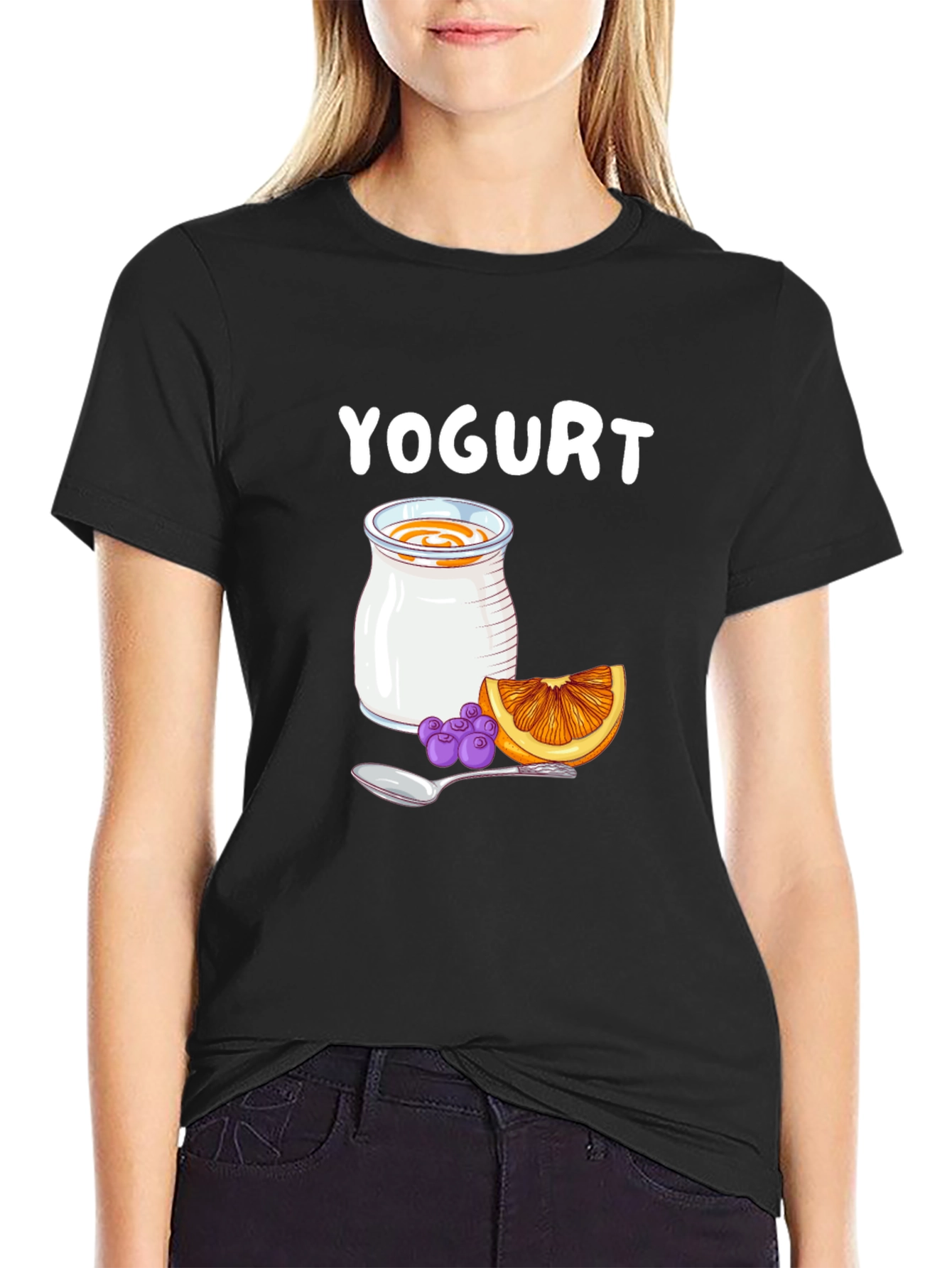 Yogurt Graphic T-Shirt - Fruit & Spoon Design