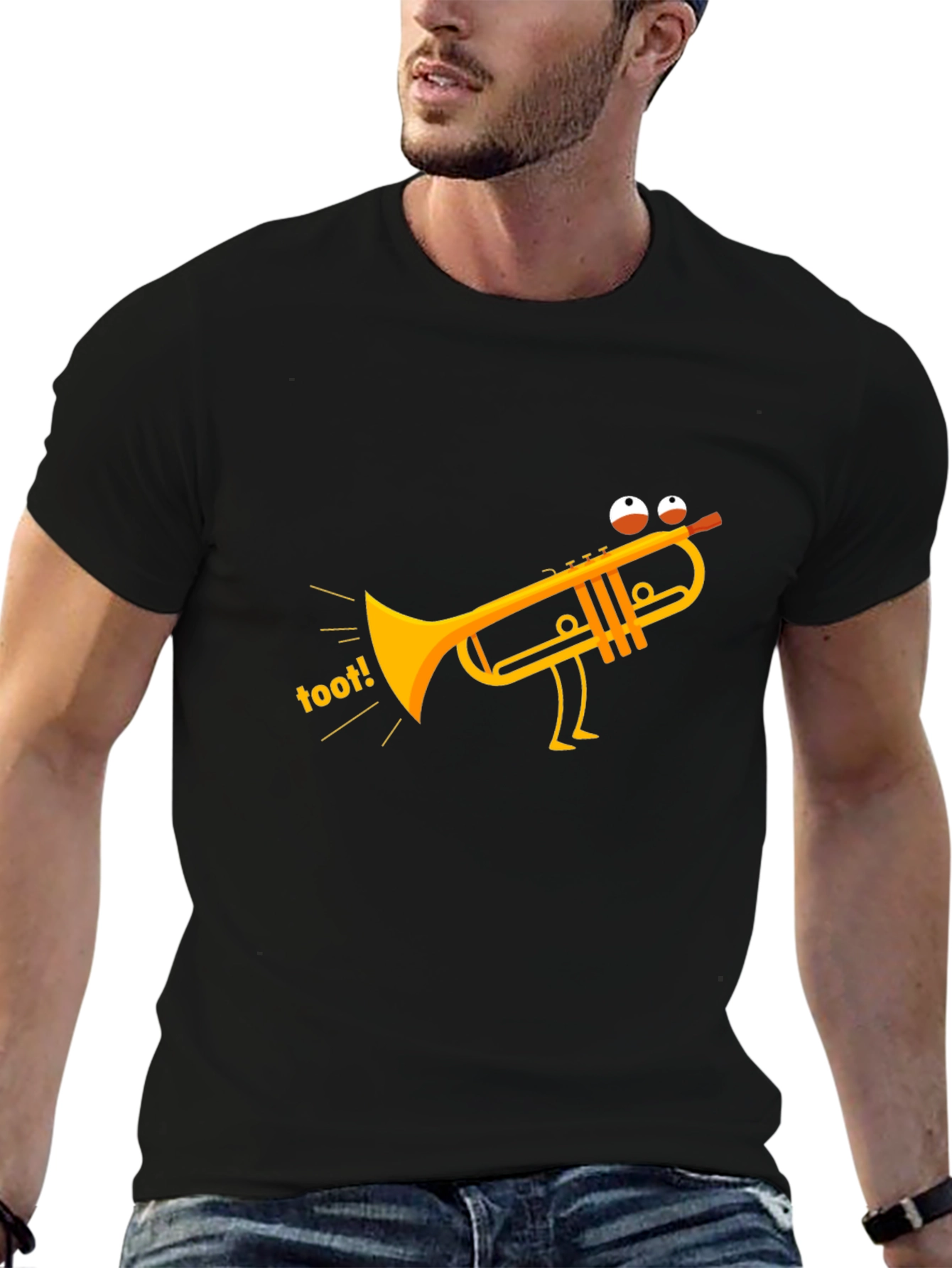 Funny Toot Trumpet Black T-Shirt