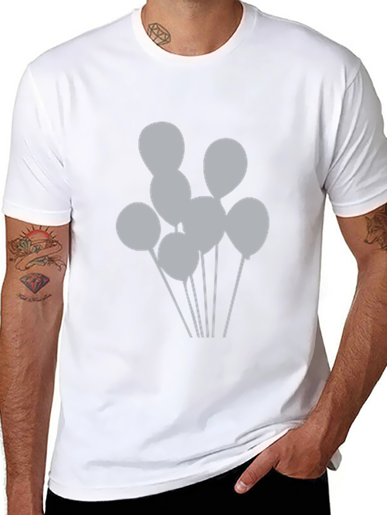 Mens Black Balloons Graphic Tee