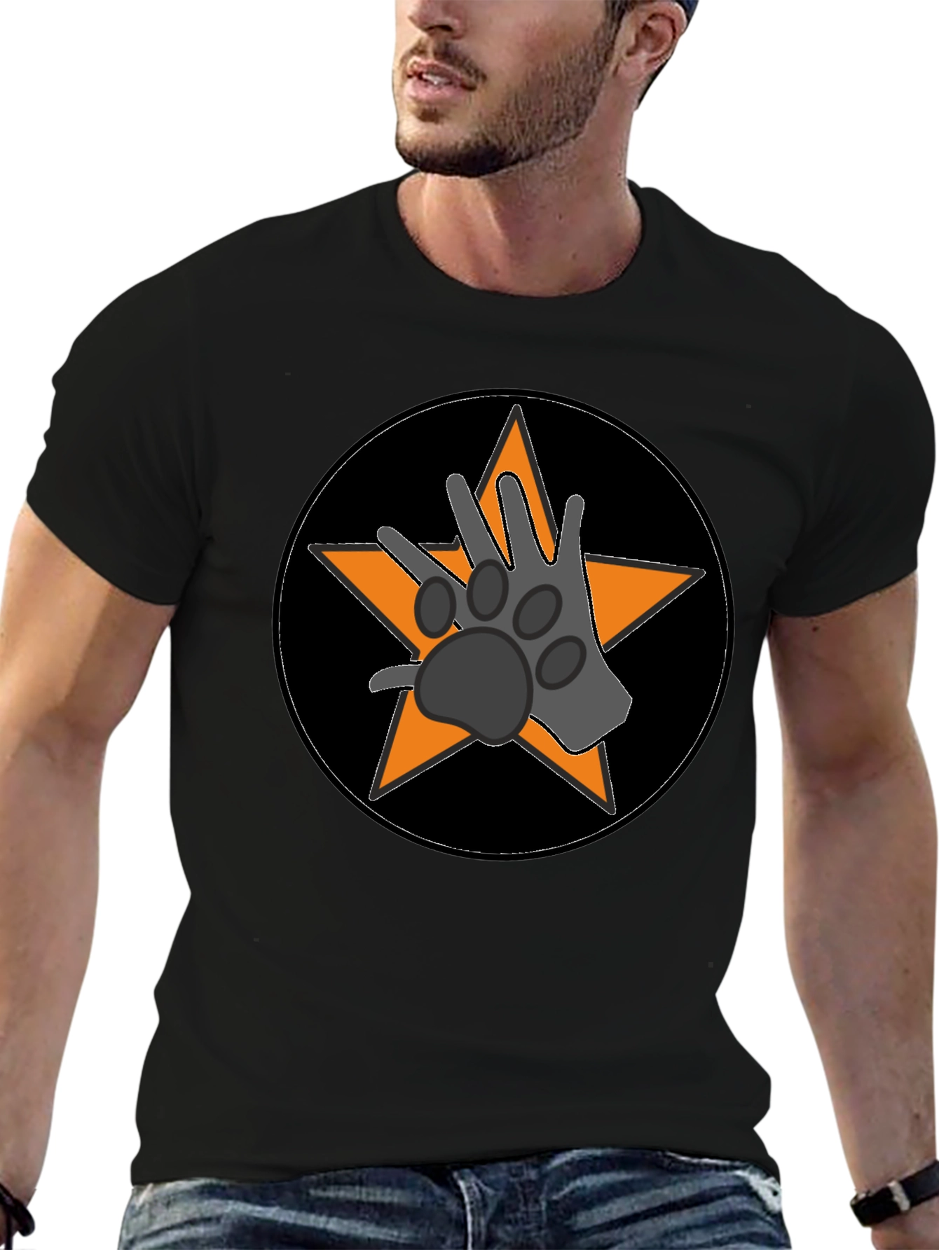 Paw Star Graphic Tee - Black Cotton Blend