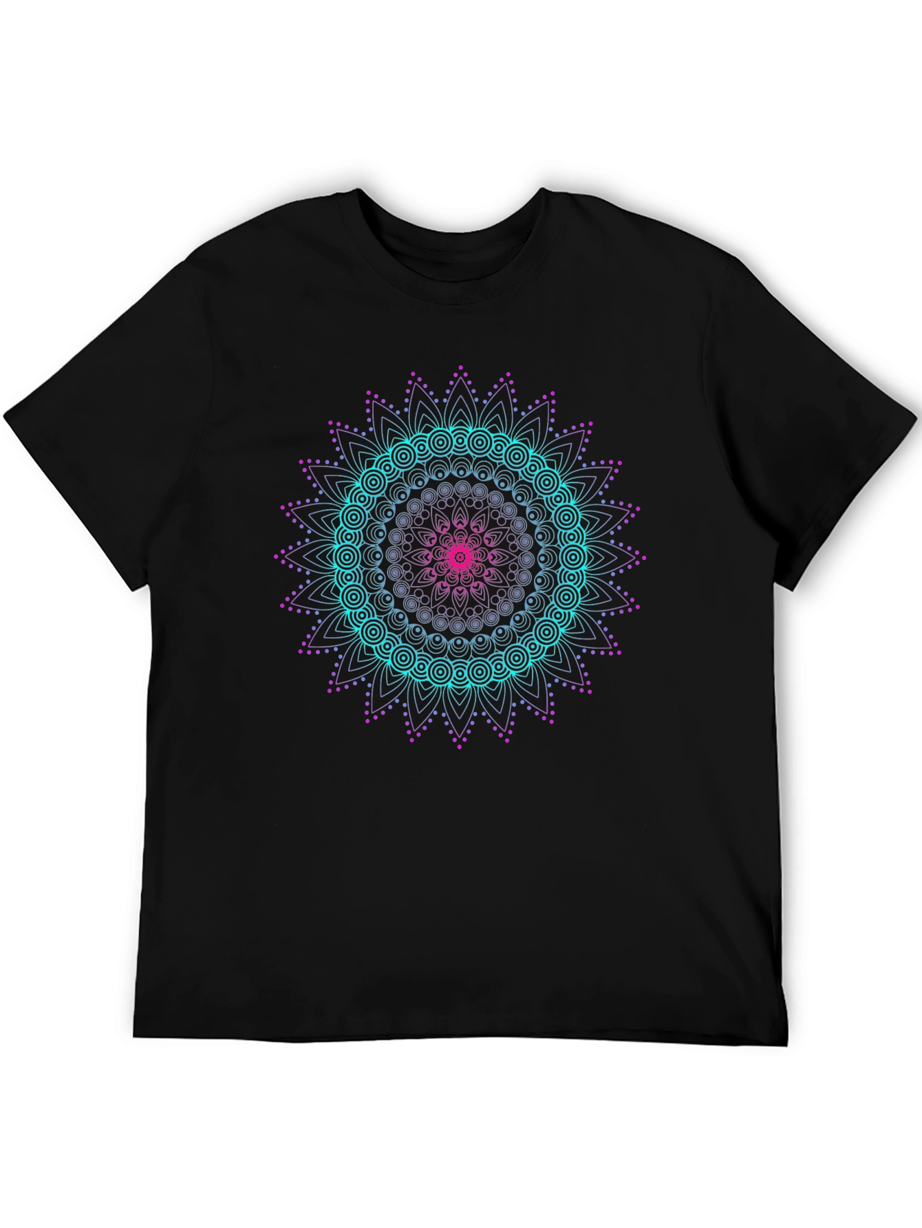 Geometric Mandala Graphic Tee - Black