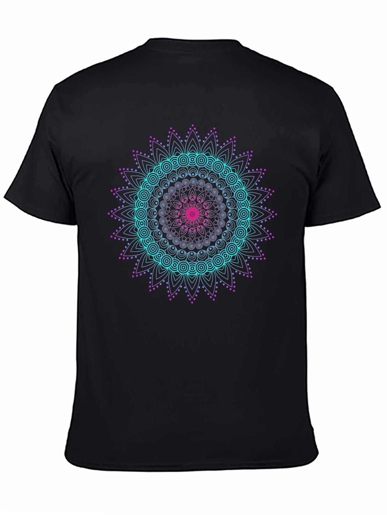 Geometric Mandala Graphic Tee - Black