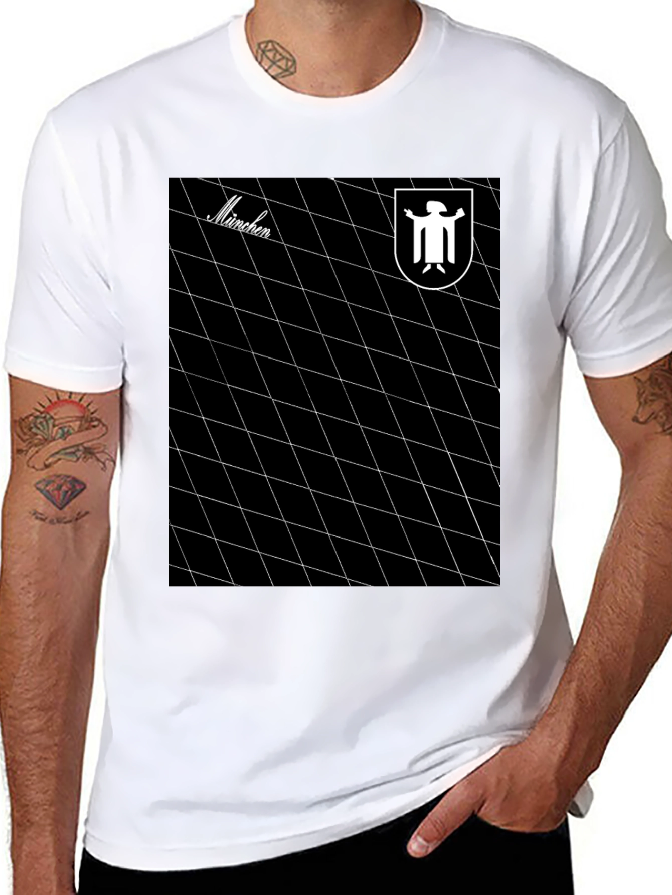 Munich Grid Tee - Retro Style Graphic T-Shirt
