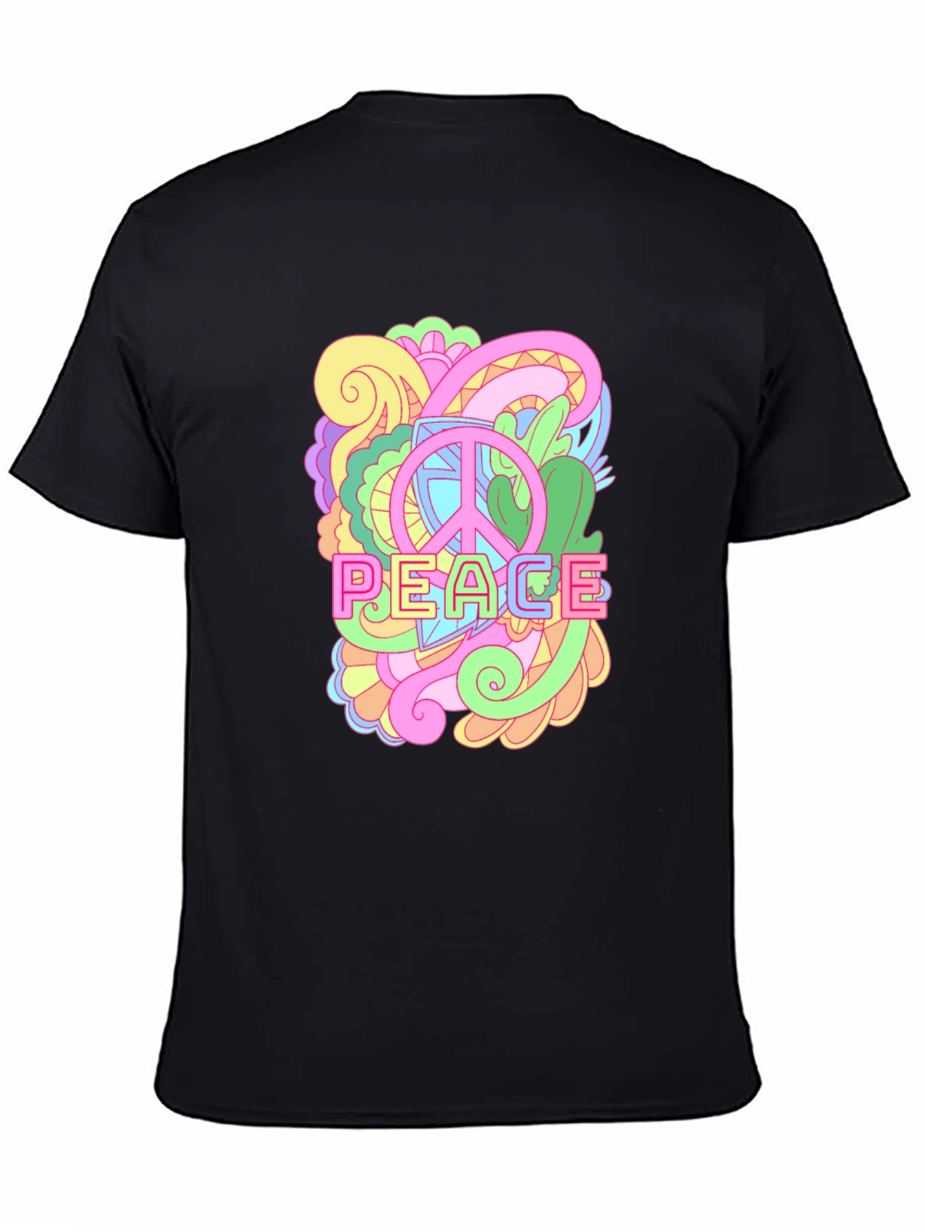 Peace Sign Graphic Tee - Retro Style Black T-Shirt