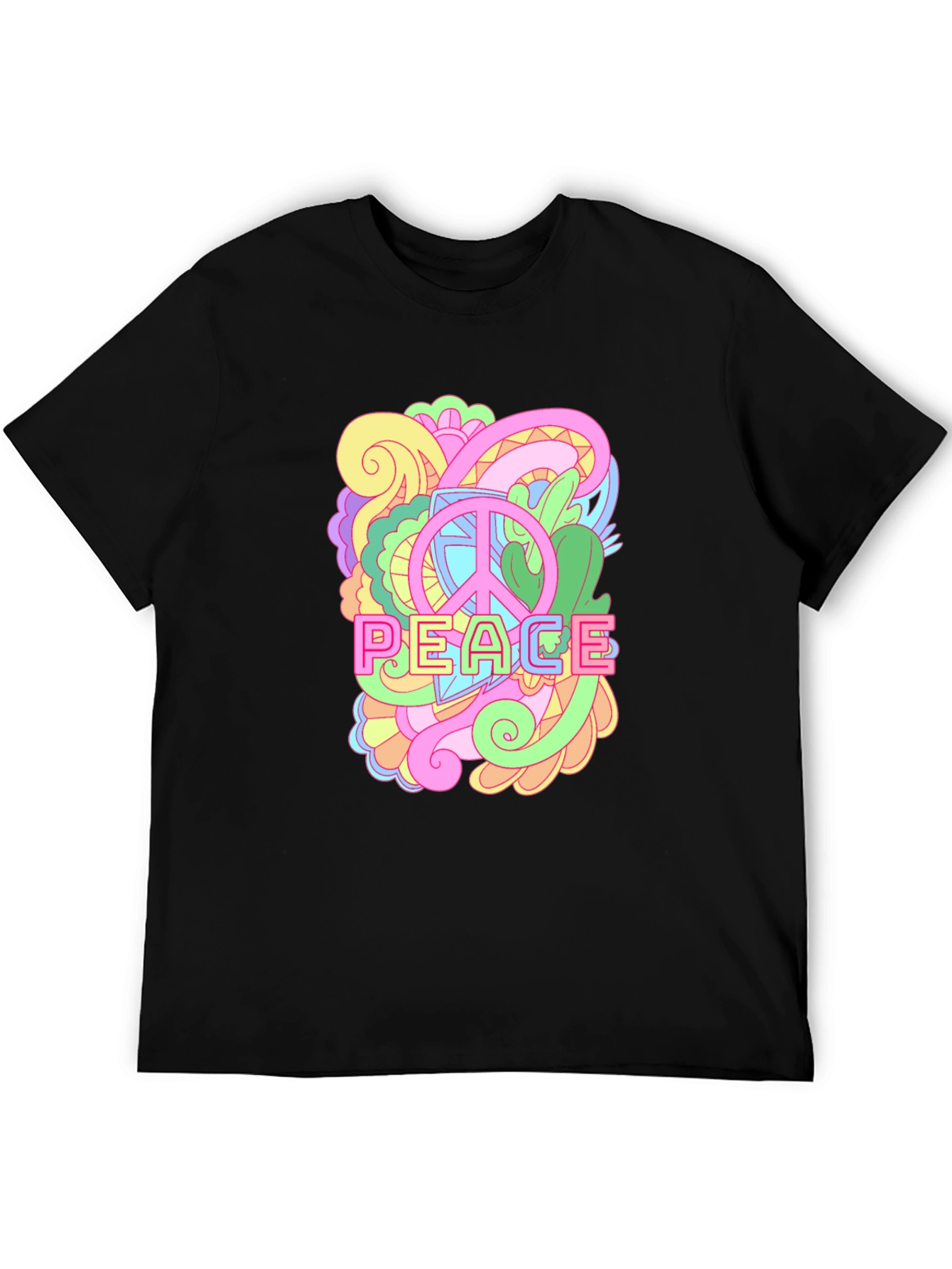 Peace Sign Graphic Tee - Retro Style Black T-Shirt