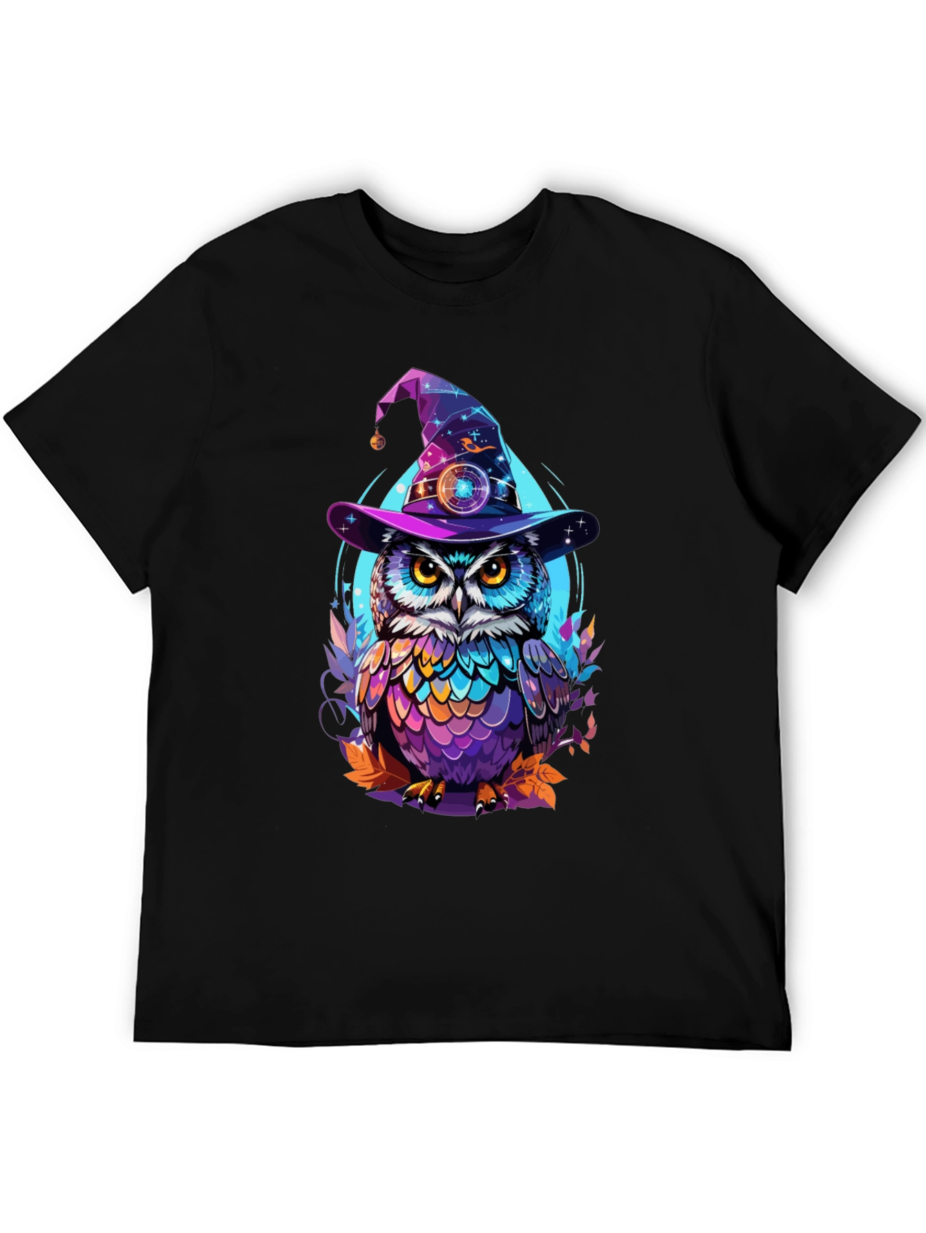 Wizard Owl Graphic T-Shirt - Black