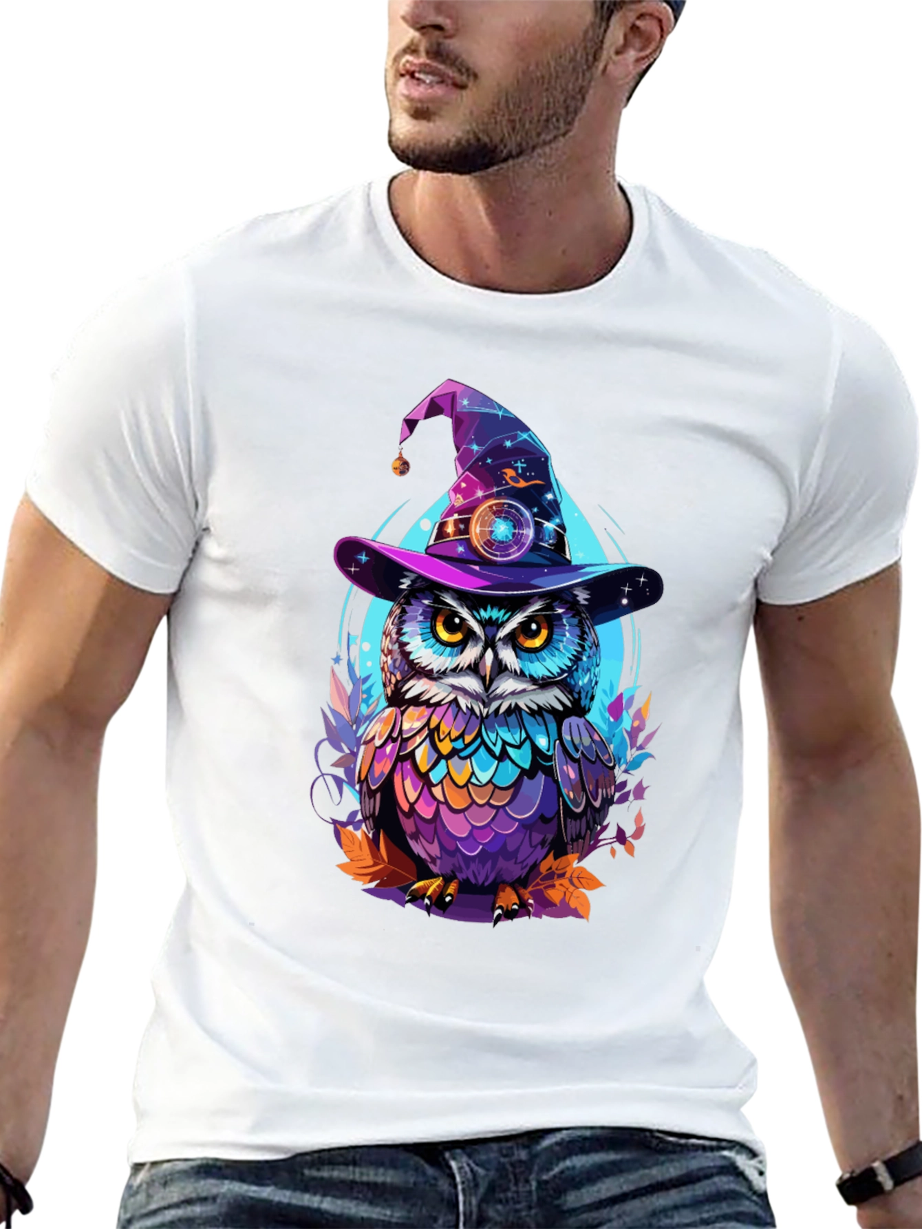 Wizard Owl Graphic T-Shirt - Black