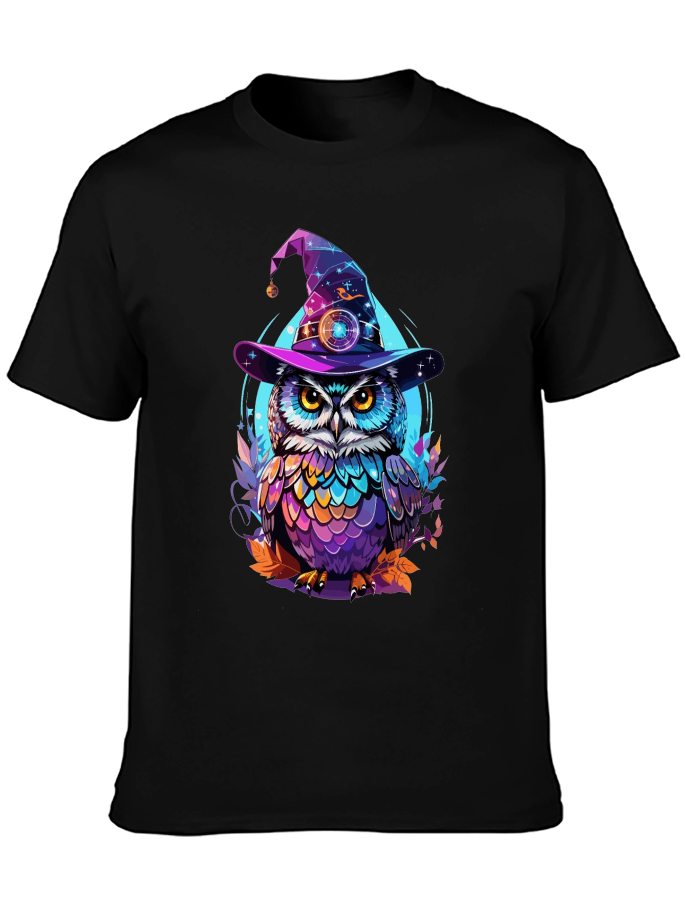 Wizard Owl Graphic T-Shirt - Black