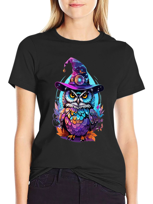 Wizard Owl Graphic T-Shirt - Black