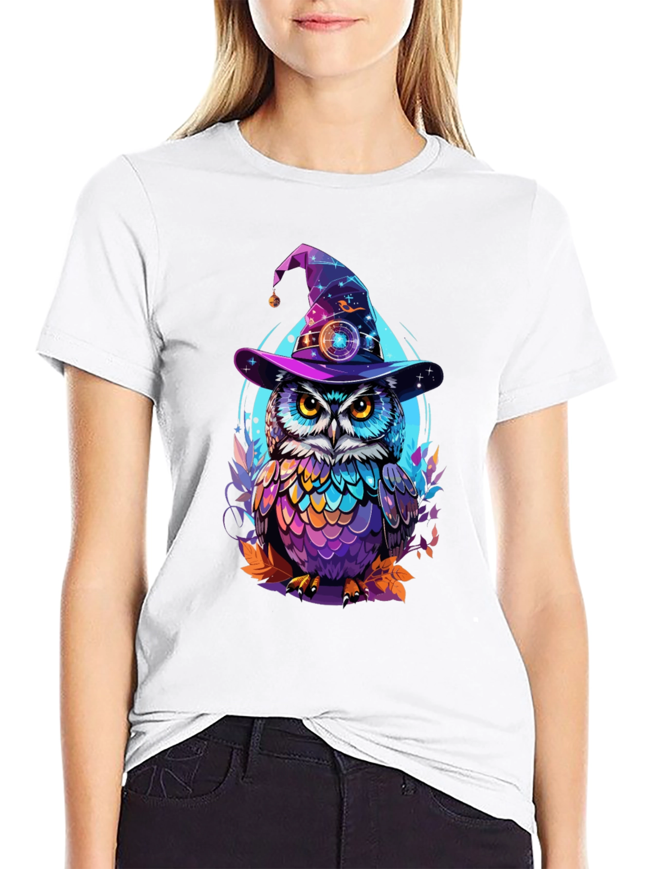 Wizard Owl Graphic T-Shirt - Black