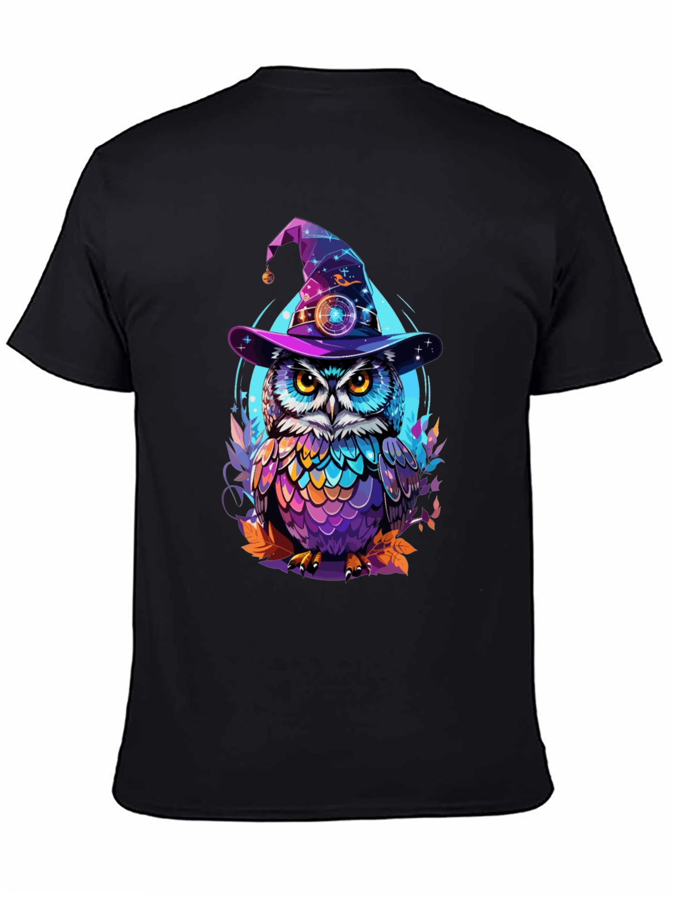 Wizard Owl Graphic T-Shirt - Black