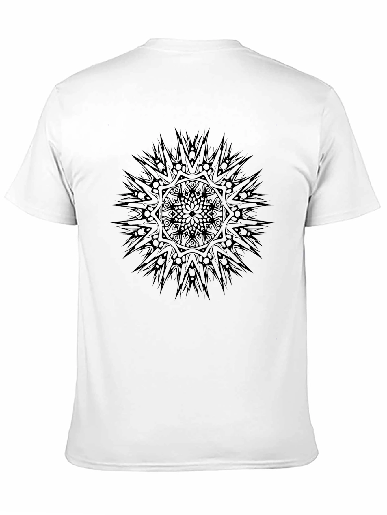 Mens Black Graphic Tee - Abstract Sun Design