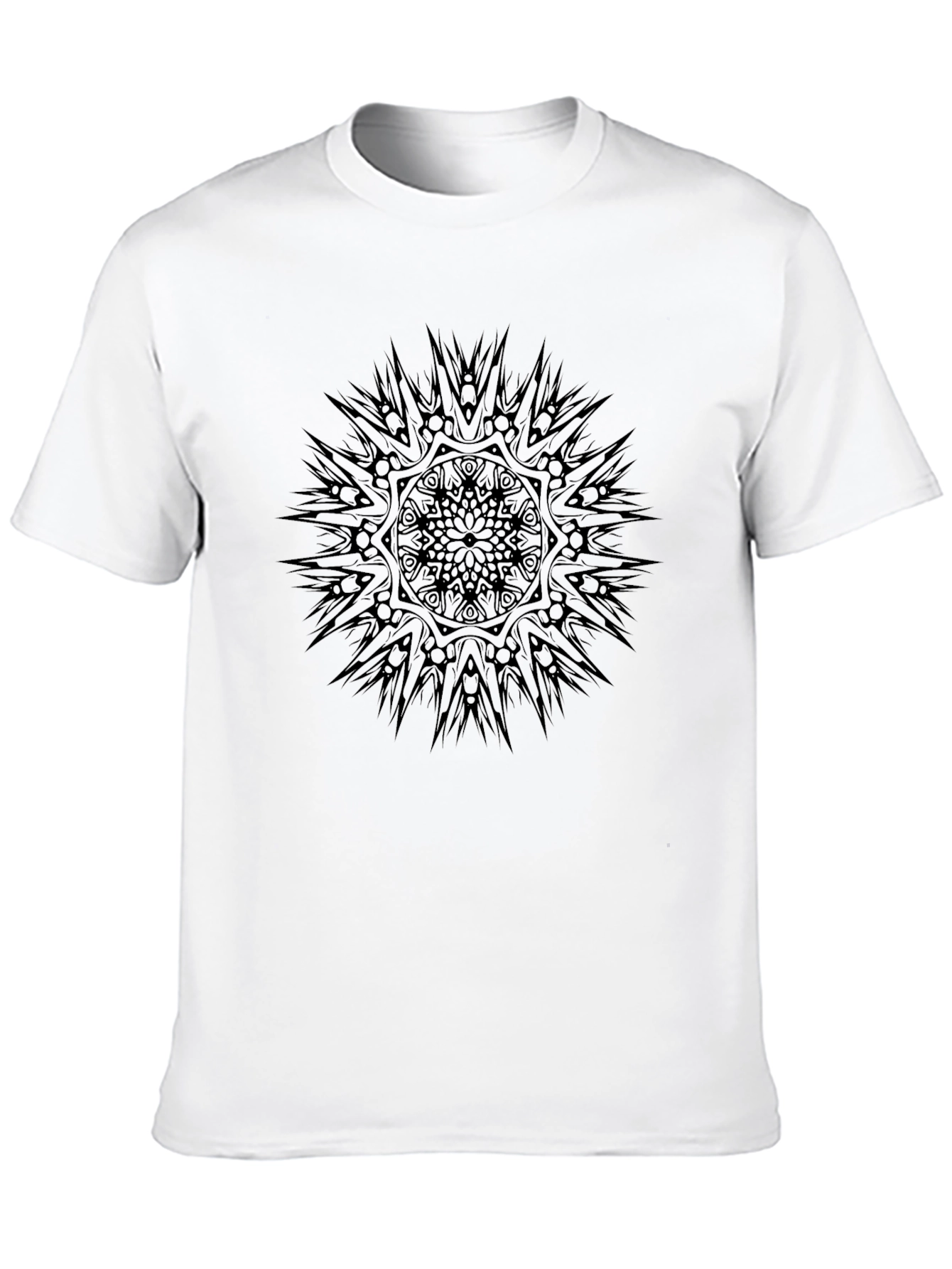 Mens Black Graphic Tee - Abstract Sun Design