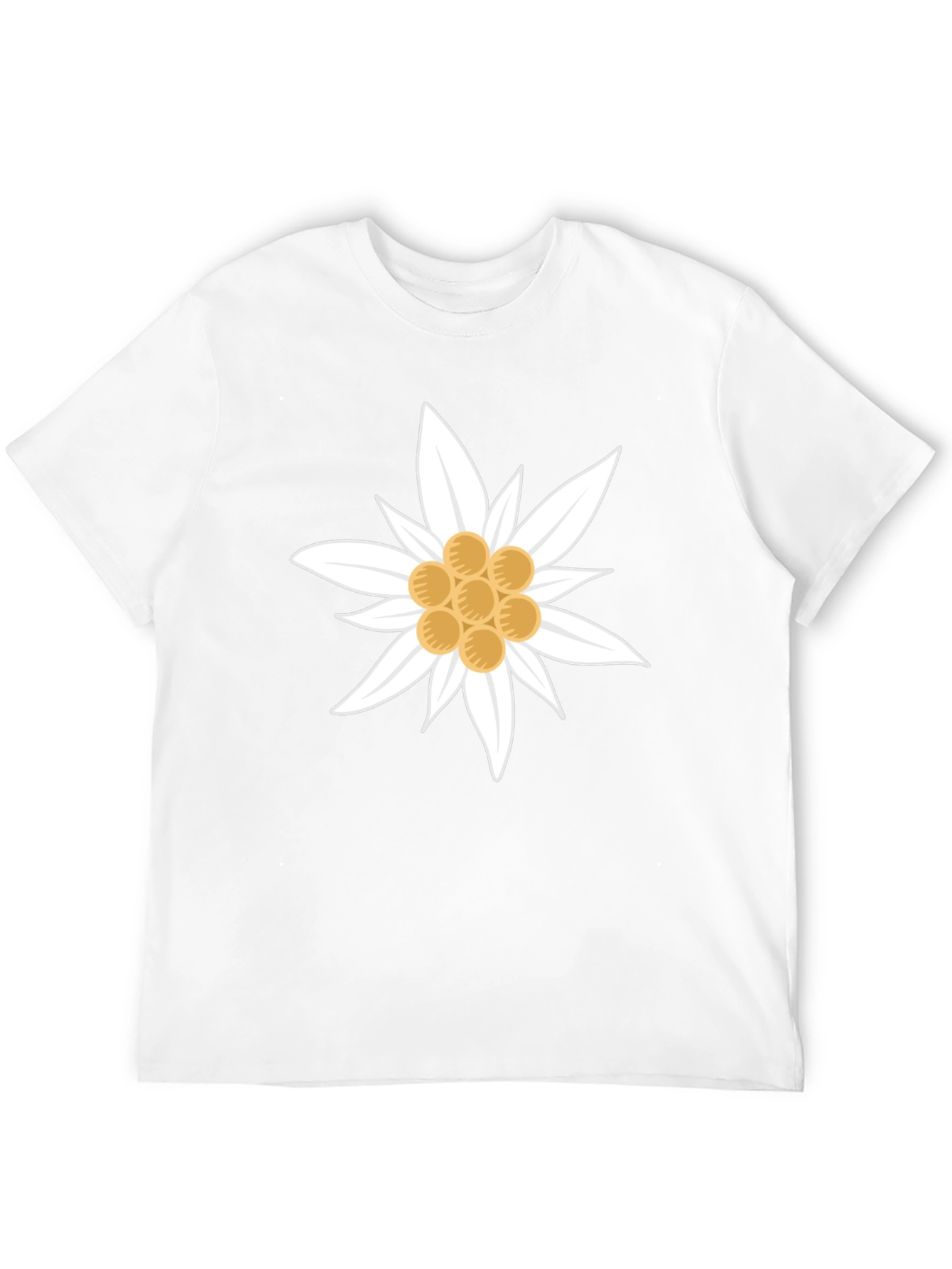 Edelweiss Flower Graphic T-Shirt - Black Cotton Tee