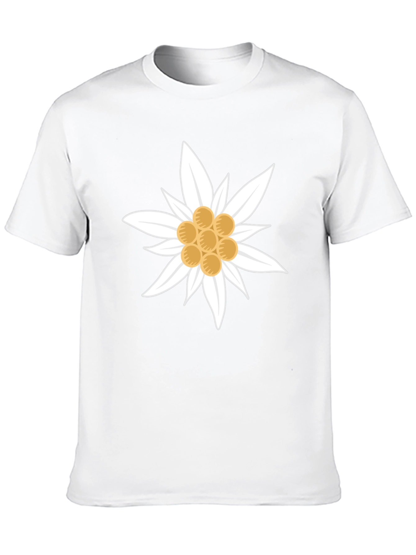 Edelweiss Flower Graphic T-Shirt - Black Cotton Tee