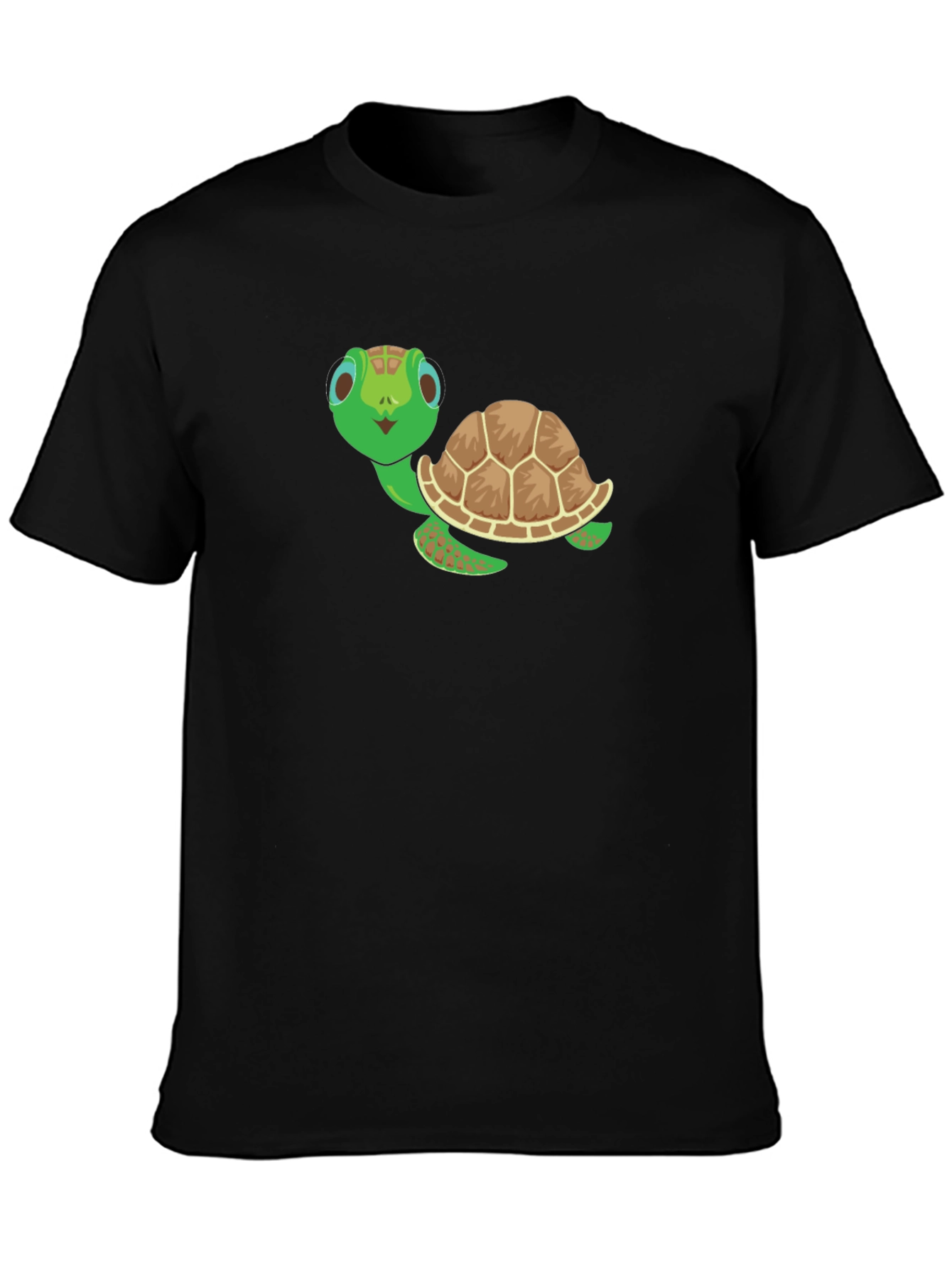 Cute Turtle Graphic Tee - Black Cotton Shirt
