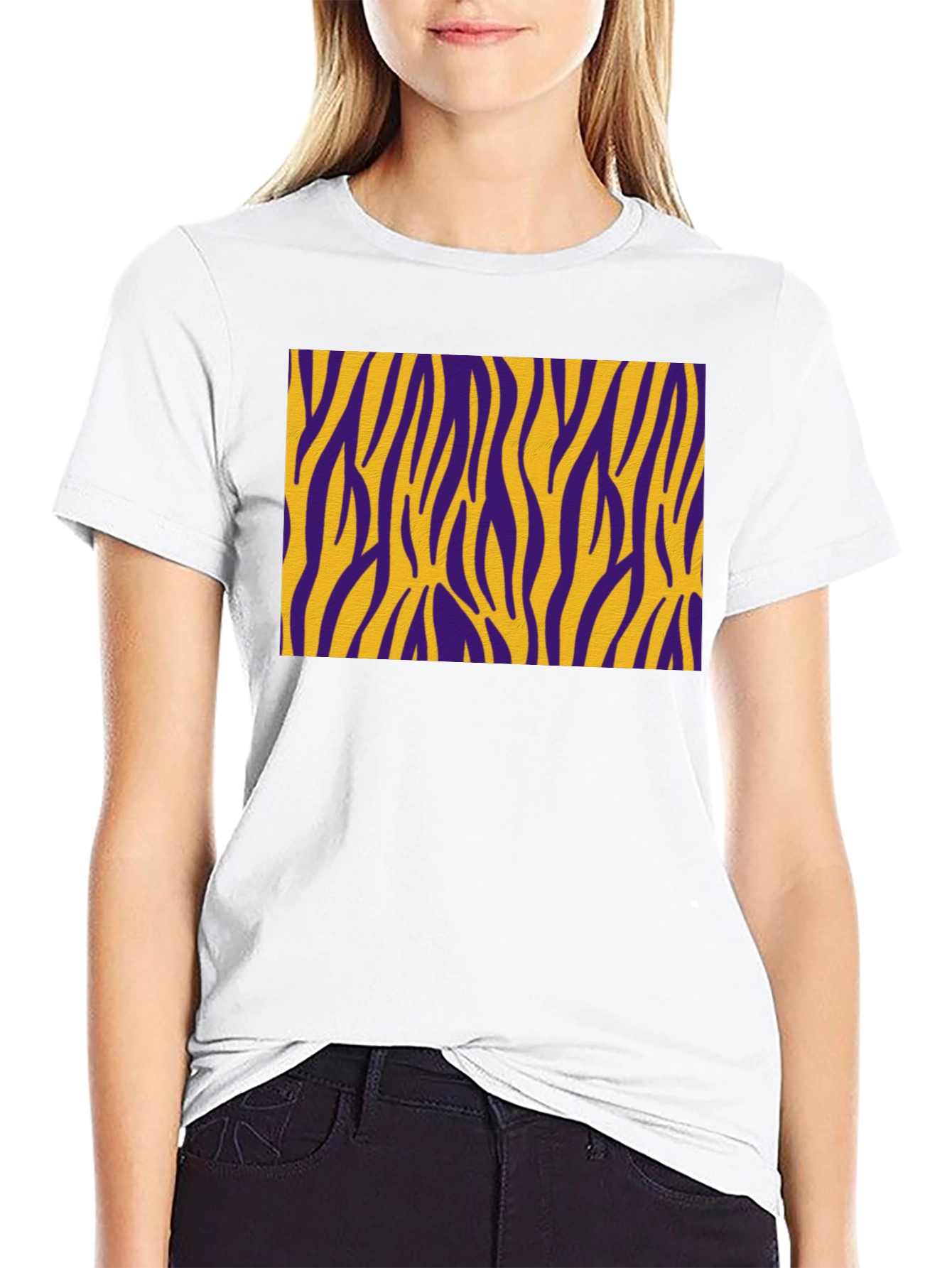 Purple and Gold Zebra Striped T-Shirt