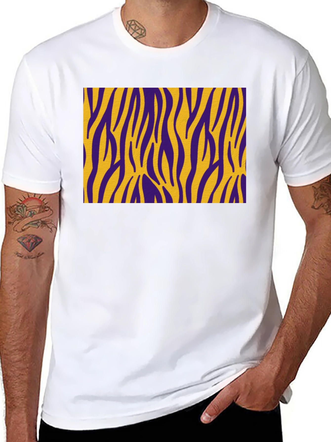 Purple and Gold Zebra Striped T-Shirt