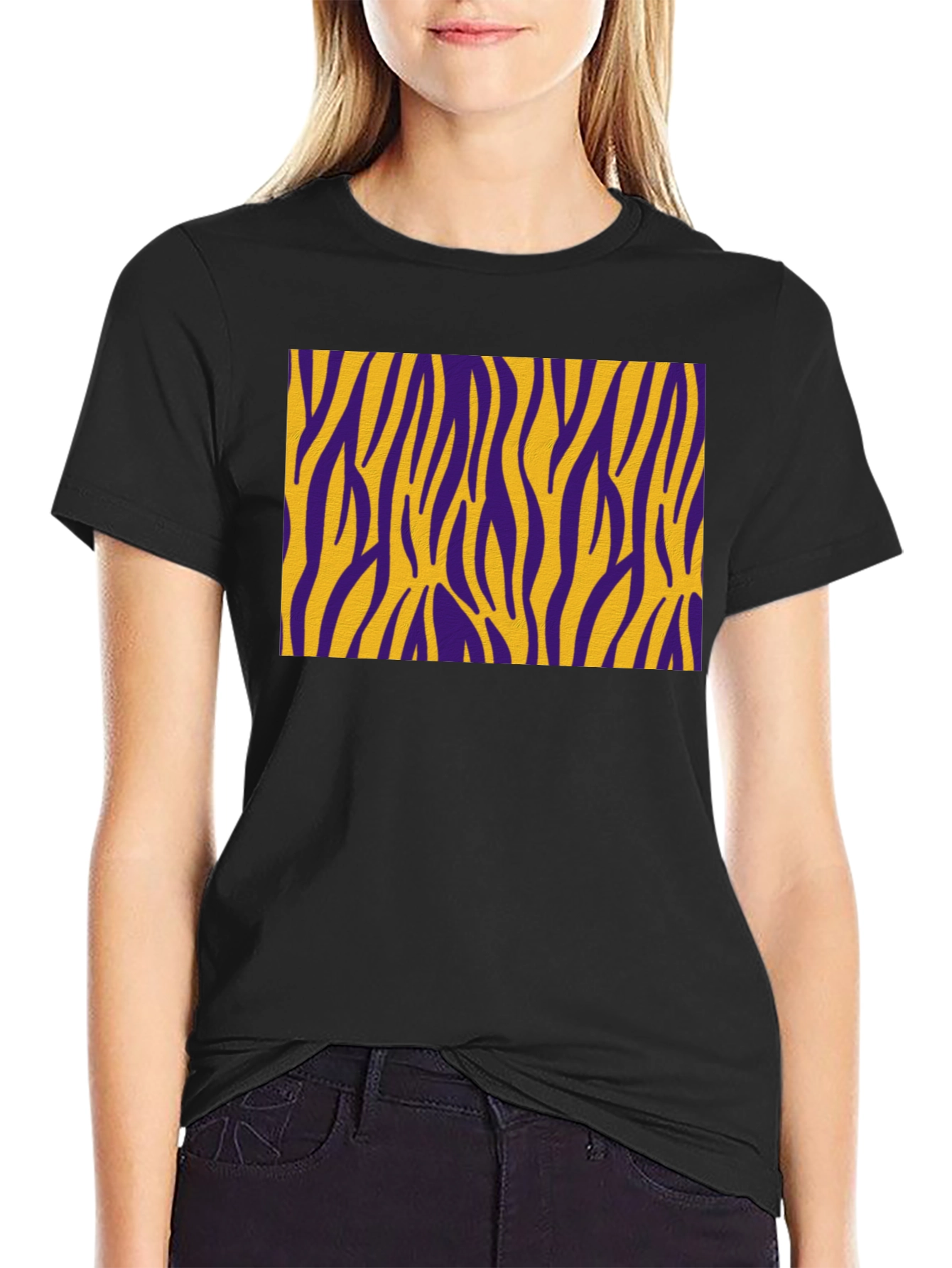 Purple and Gold Zebra Striped T-Shirt