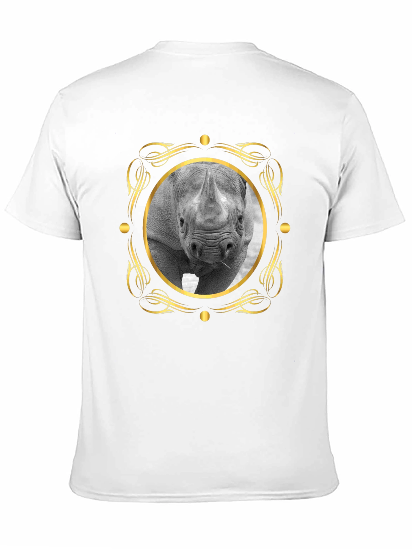 Rhino Portrait Graphic Tee - Black Cotton T-Shirt