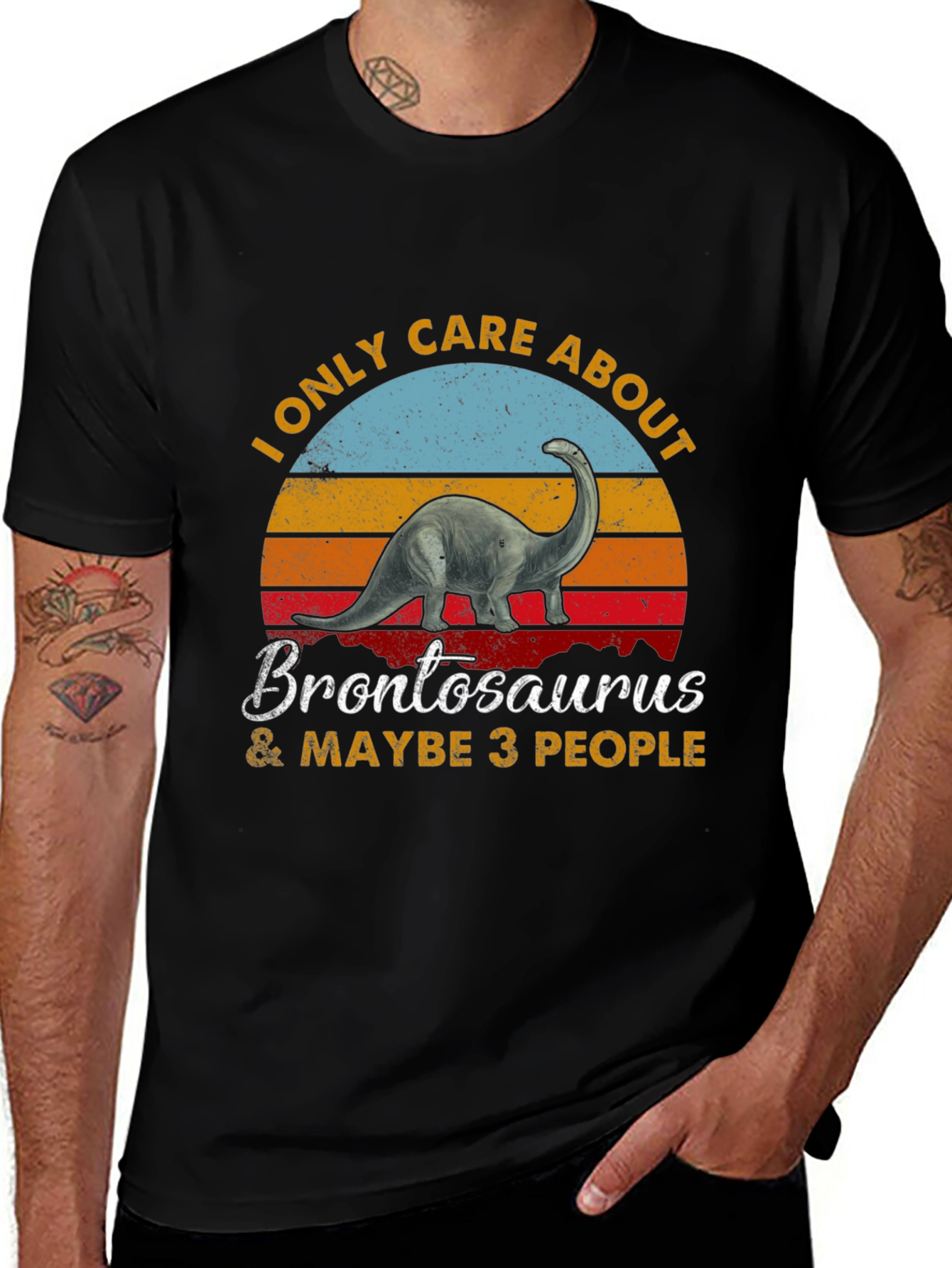 Brontosaurus & 3 People Graphic T-Shirt