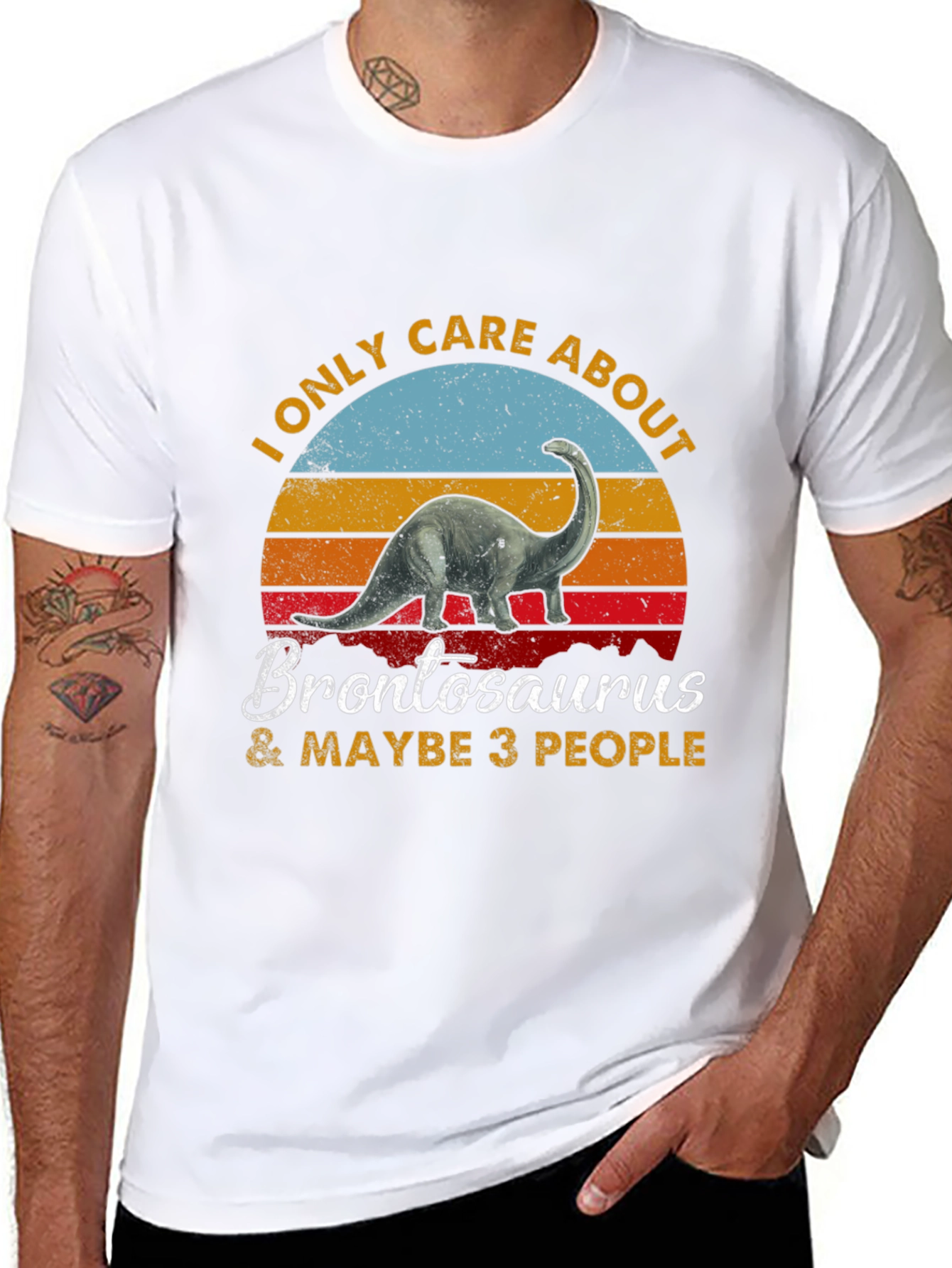 Brontosaurus & 3 People Graphic T-Shirt