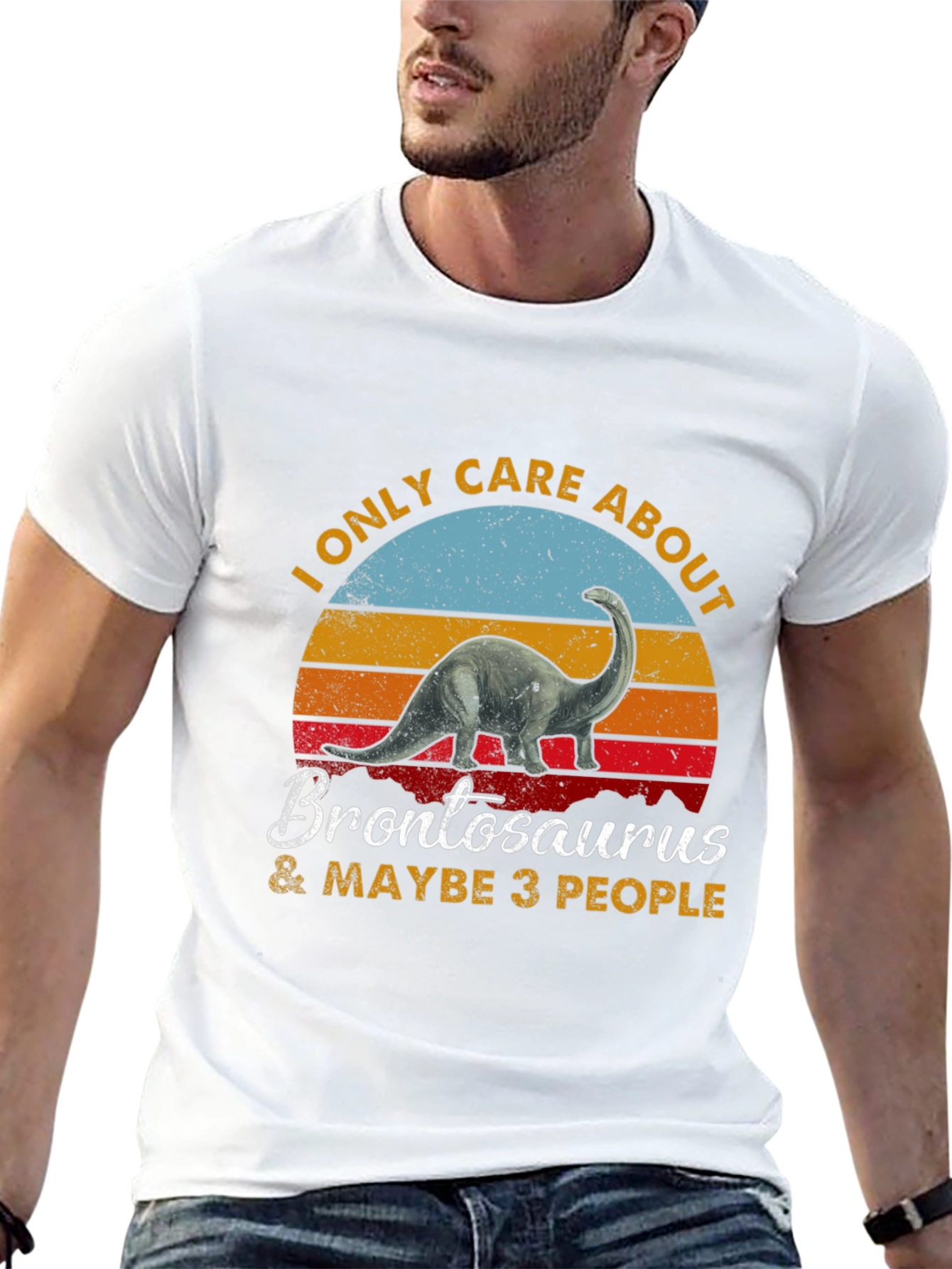 Brontosaurus & 3 People Graphic T-Shirt