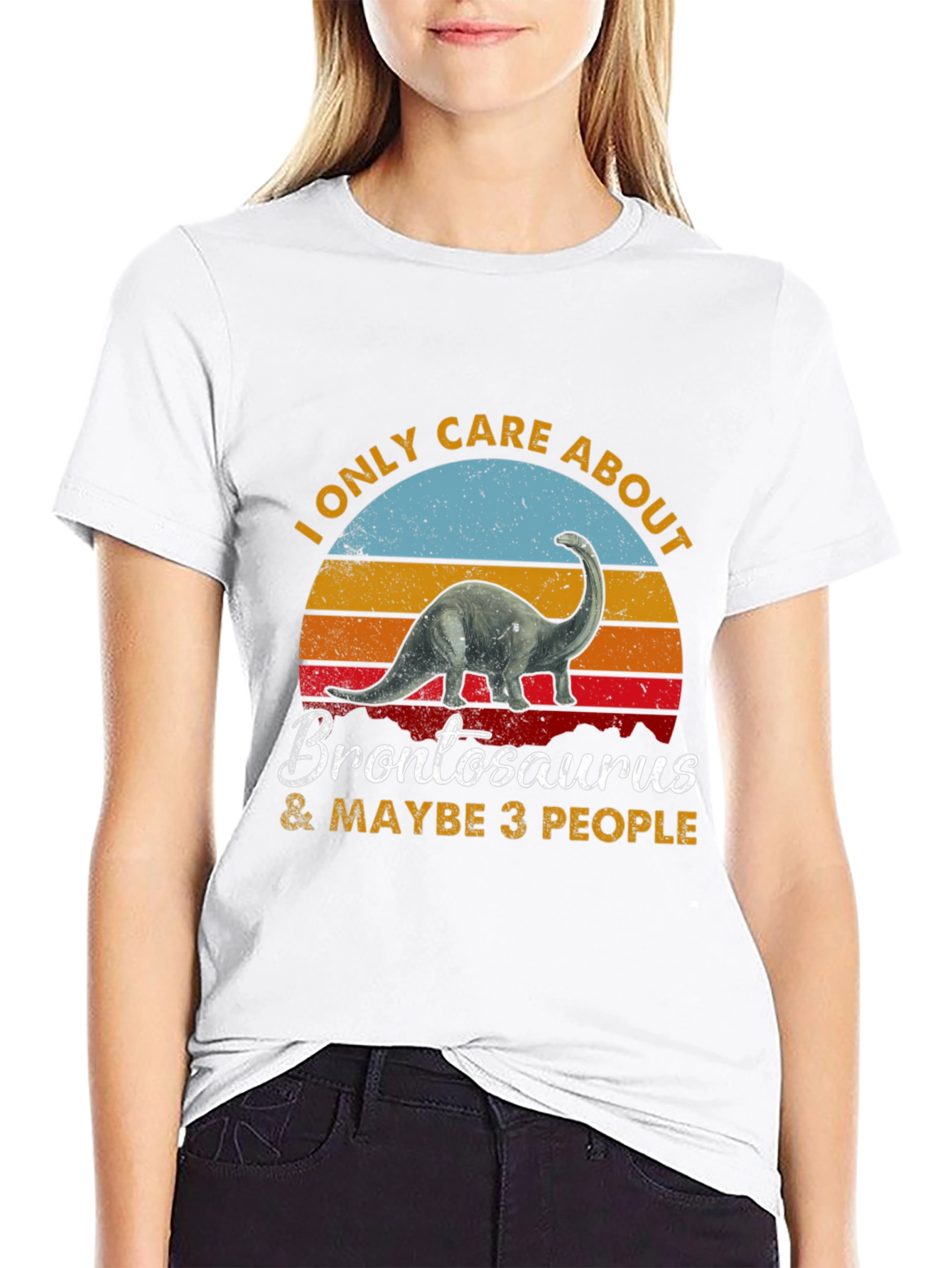Brontosaurus & 3 People Graphic T-Shirt