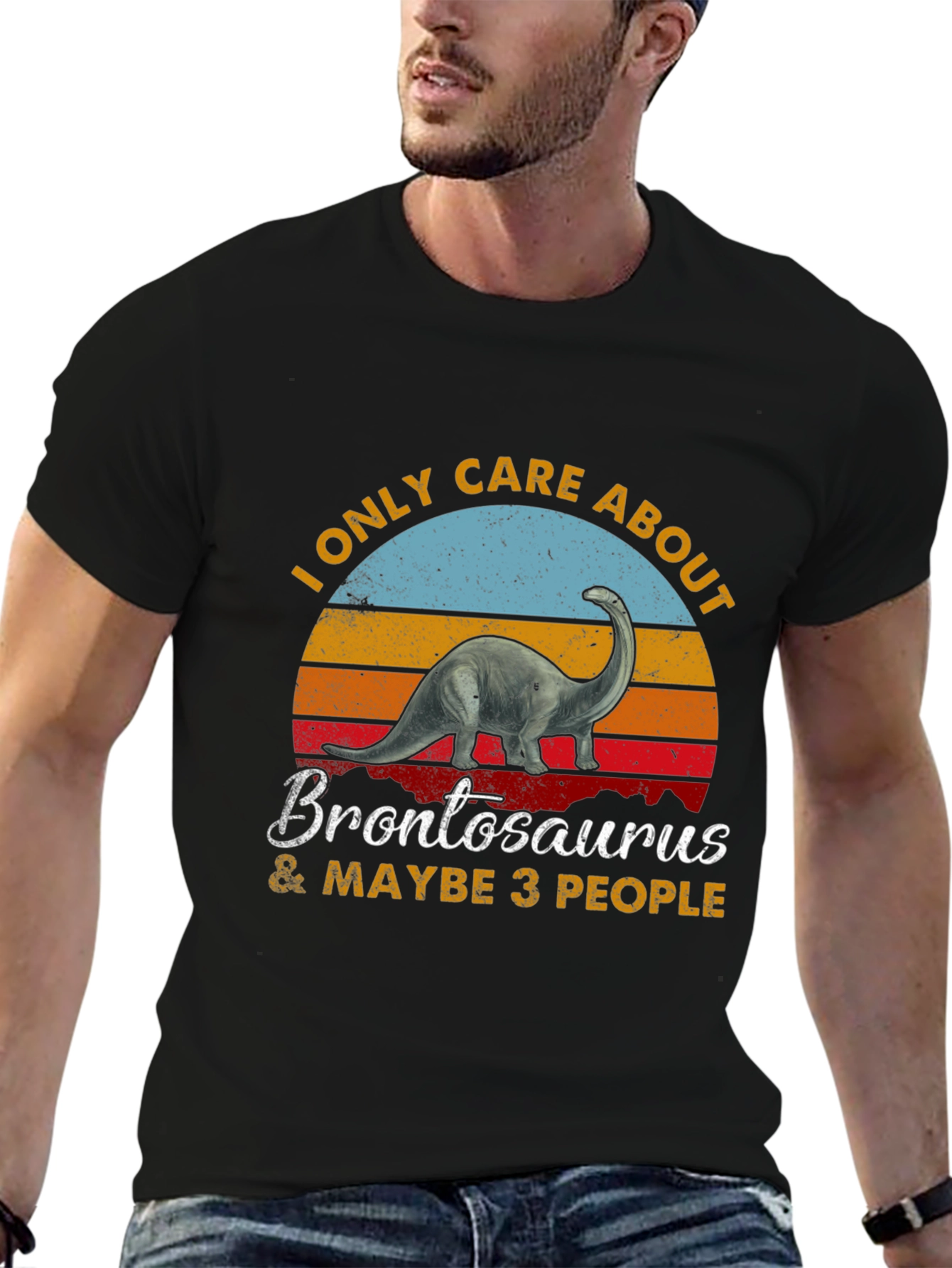 Brontosaurus & 3 People Graphic T-Shirt