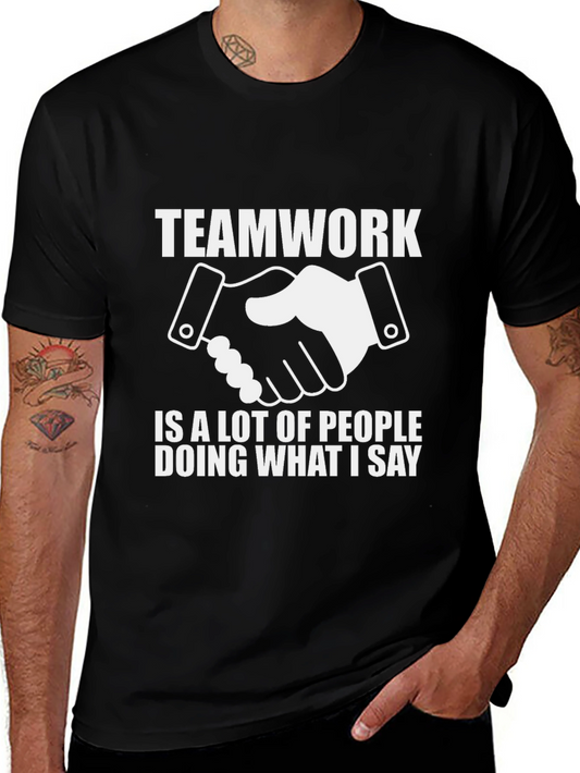 Teamwork Funny Slogan Black T-Shirt