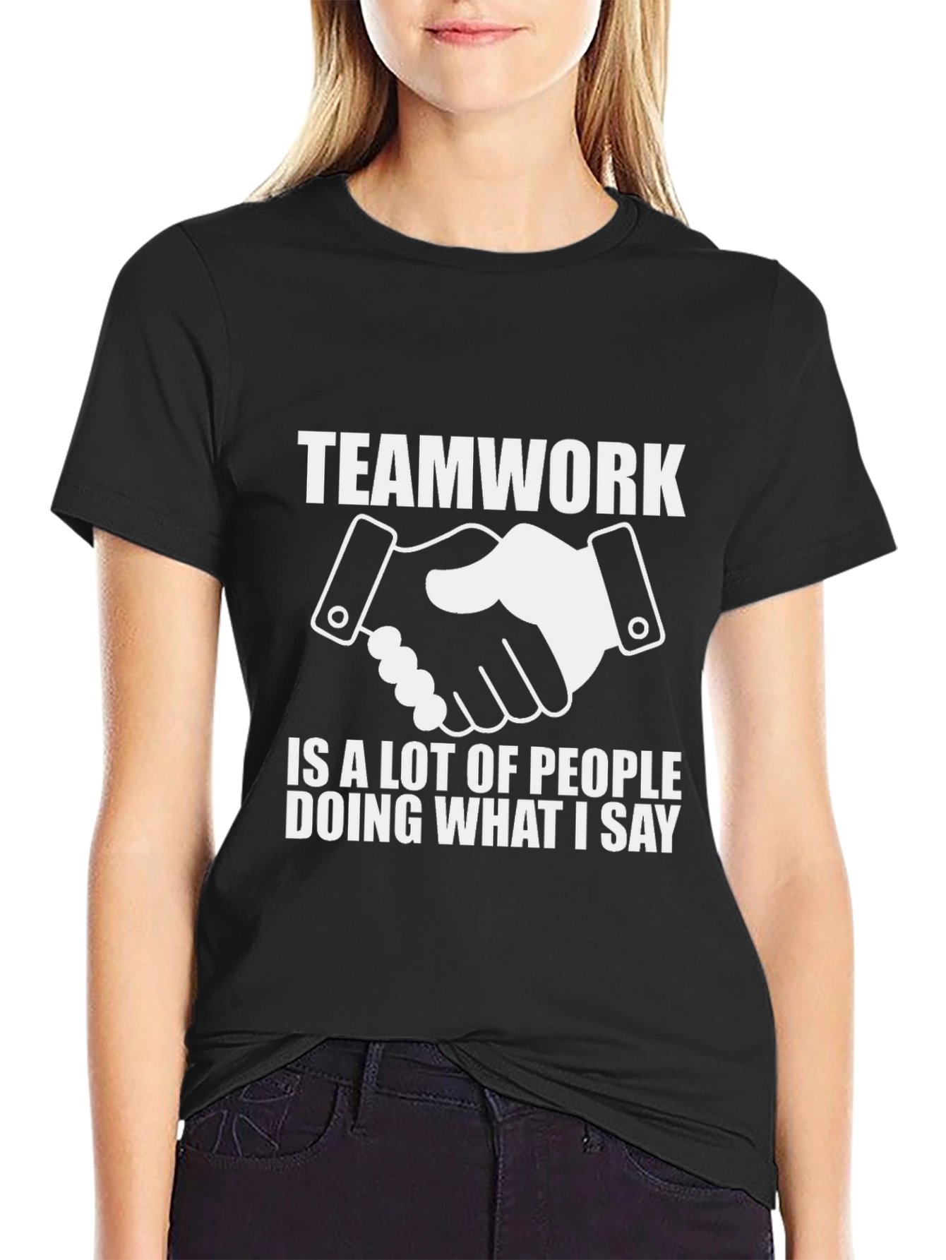 Teamwork Funny Slogan Black T-Shirt