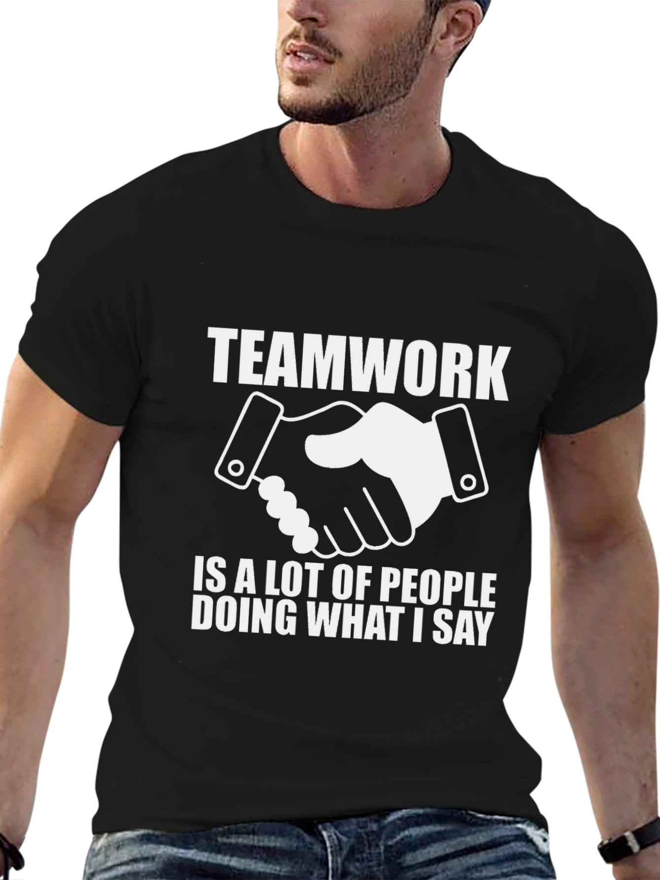 Teamwork Funny Slogan Black T-Shirt