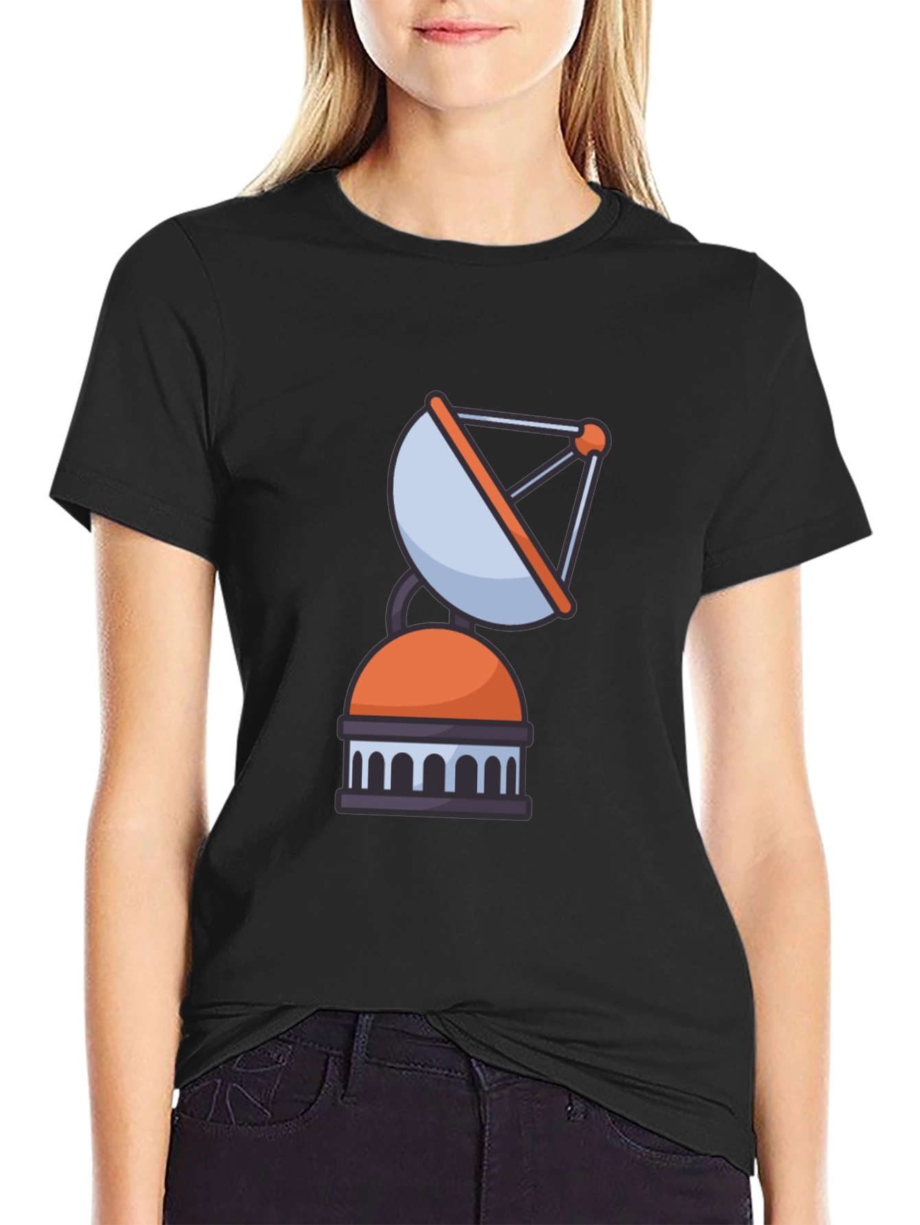 Satellite Graphic Tee - Black Casual Cotton T-Shirt