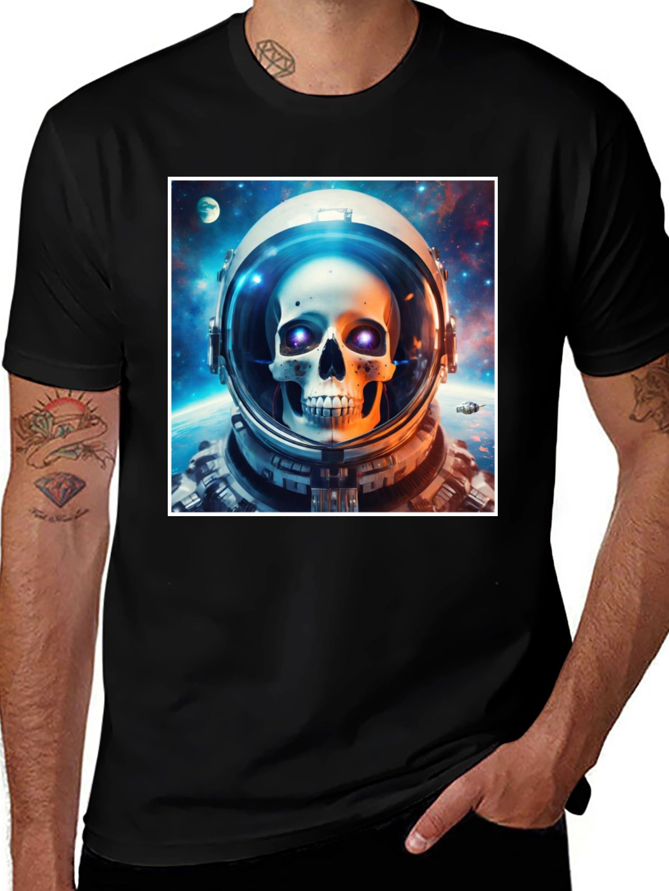 Astronaut Skull Graphic Tee - Space Skeleton T-Shirt