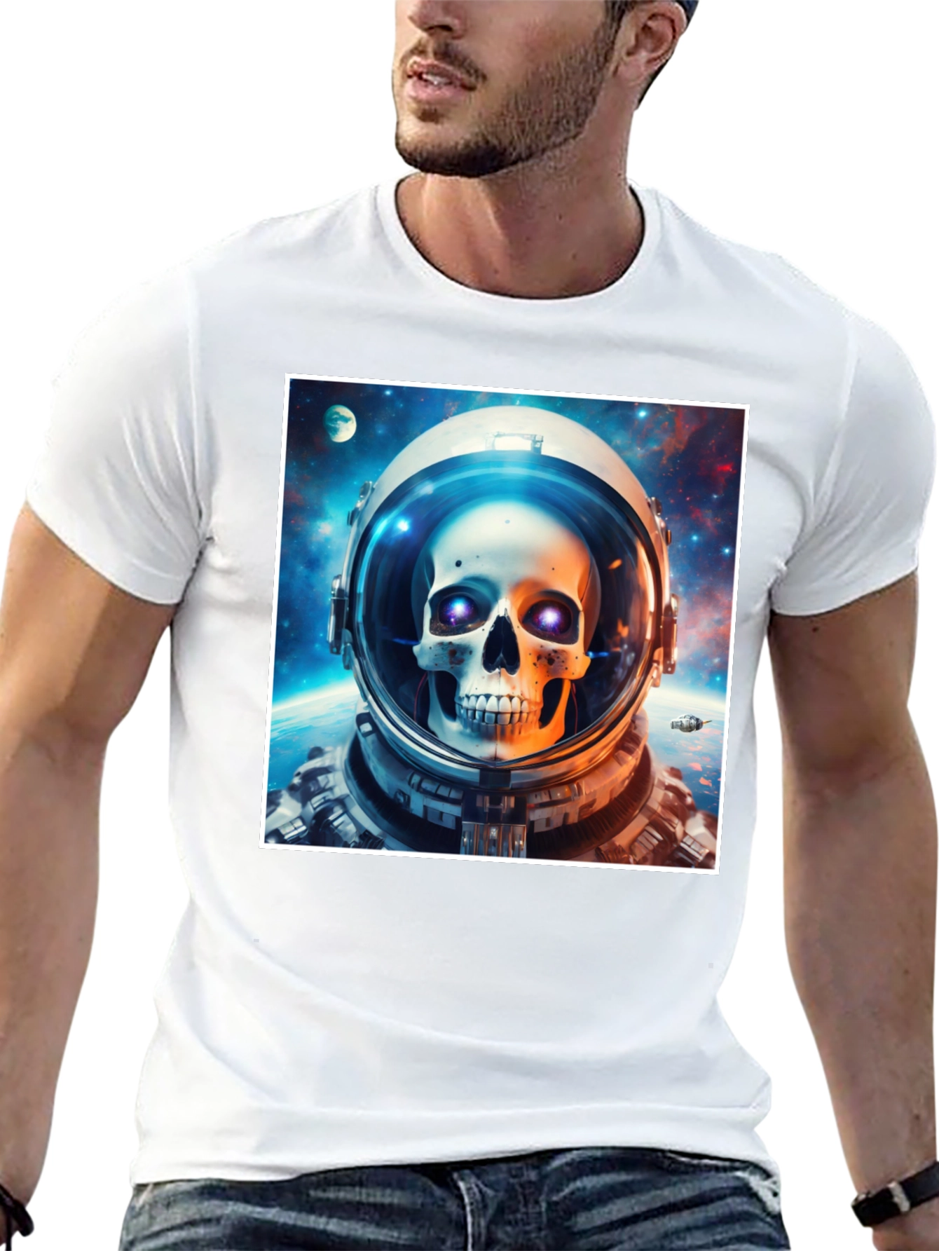 Astronaut Skull Graphic Tee - Space Skeleton T-Shirt