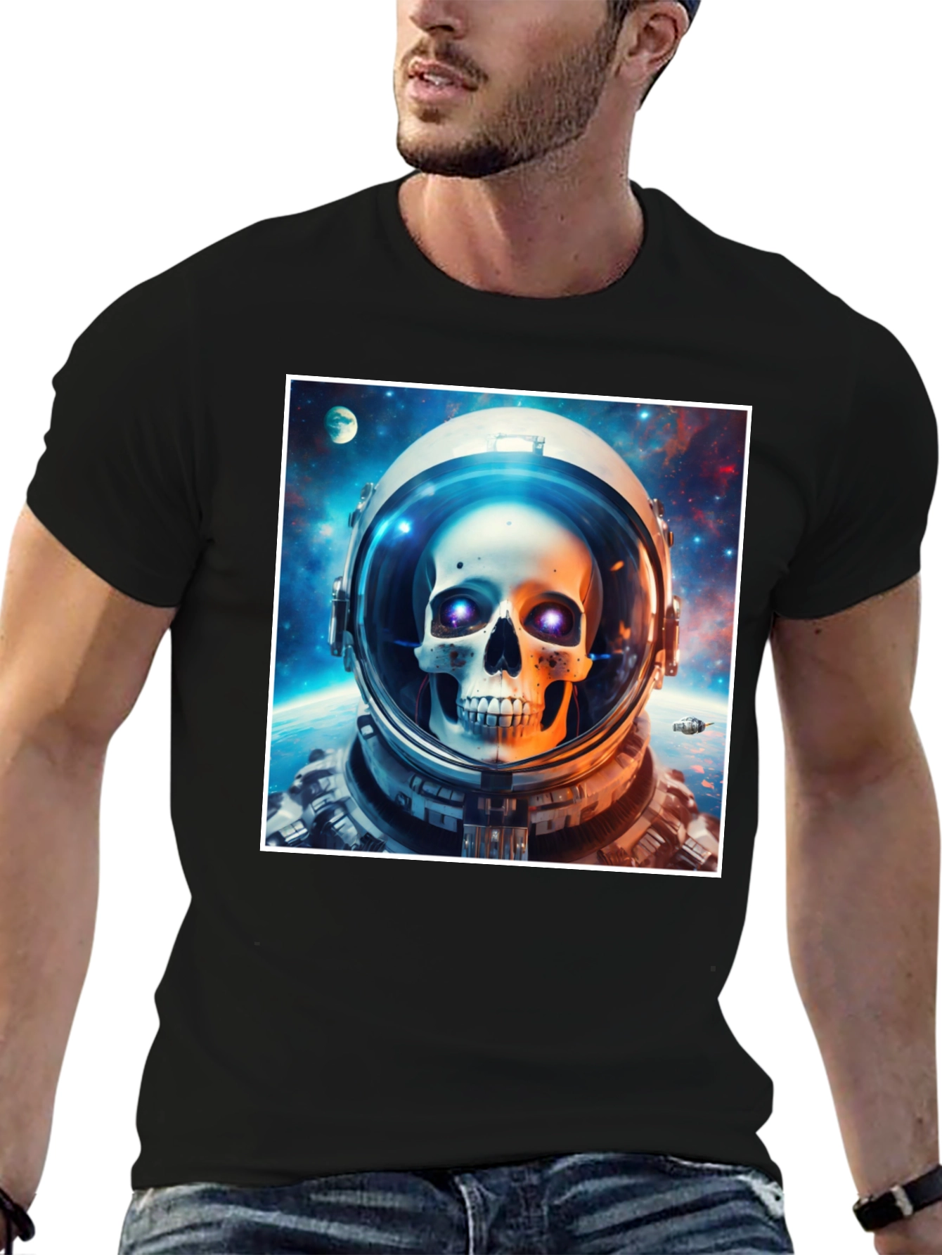 Astronaut Skull Graphic Tee - Space Skeleton T-Shirt