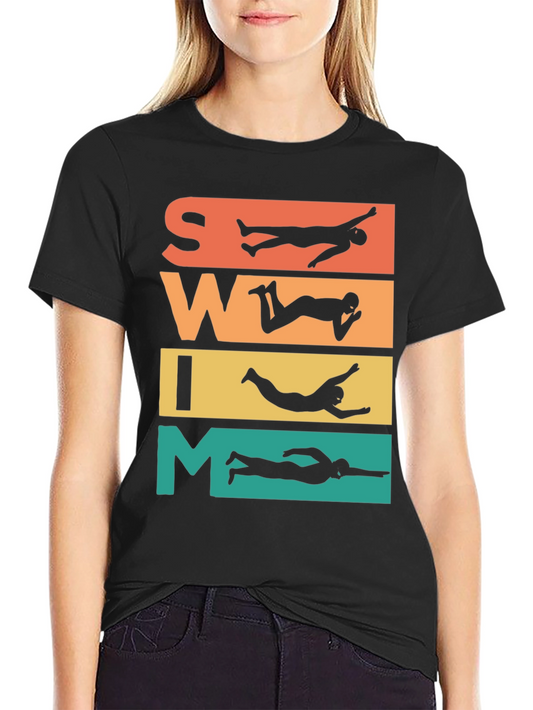 Swim Retro T-Shirt: Swimmer Silhouette Design