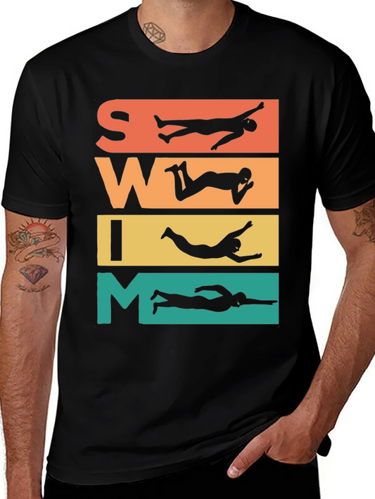 Swim Retro T-Shirt: Swimmer Silhouette Design